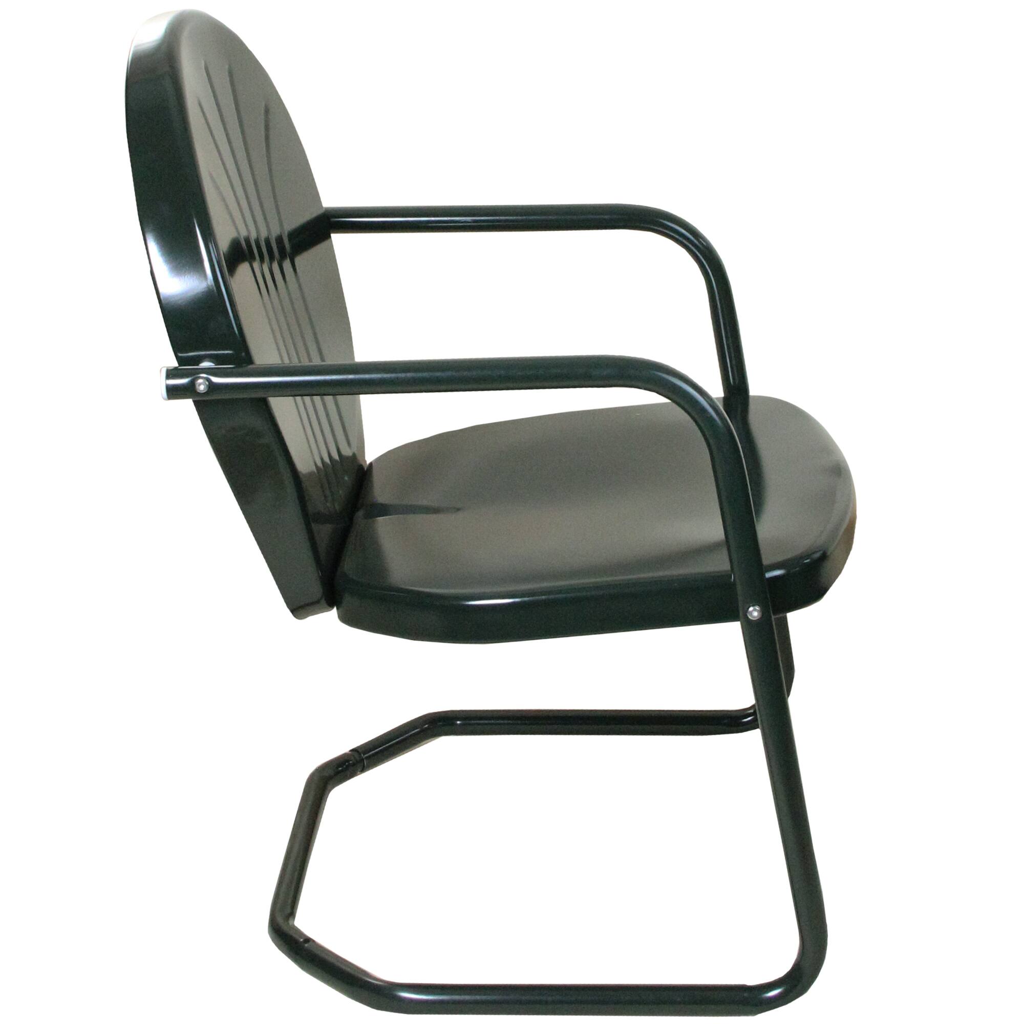 Dark Forest Green Retro Metal Outdoor Tulip Chair