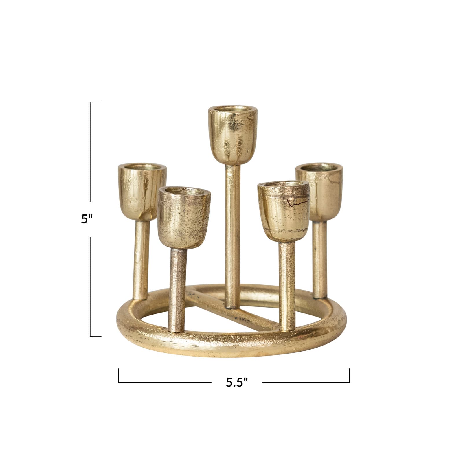 Hello Honey&#xAE; 5.5&#x22; Gold Finish Aluminum Advent Taper Candleholder