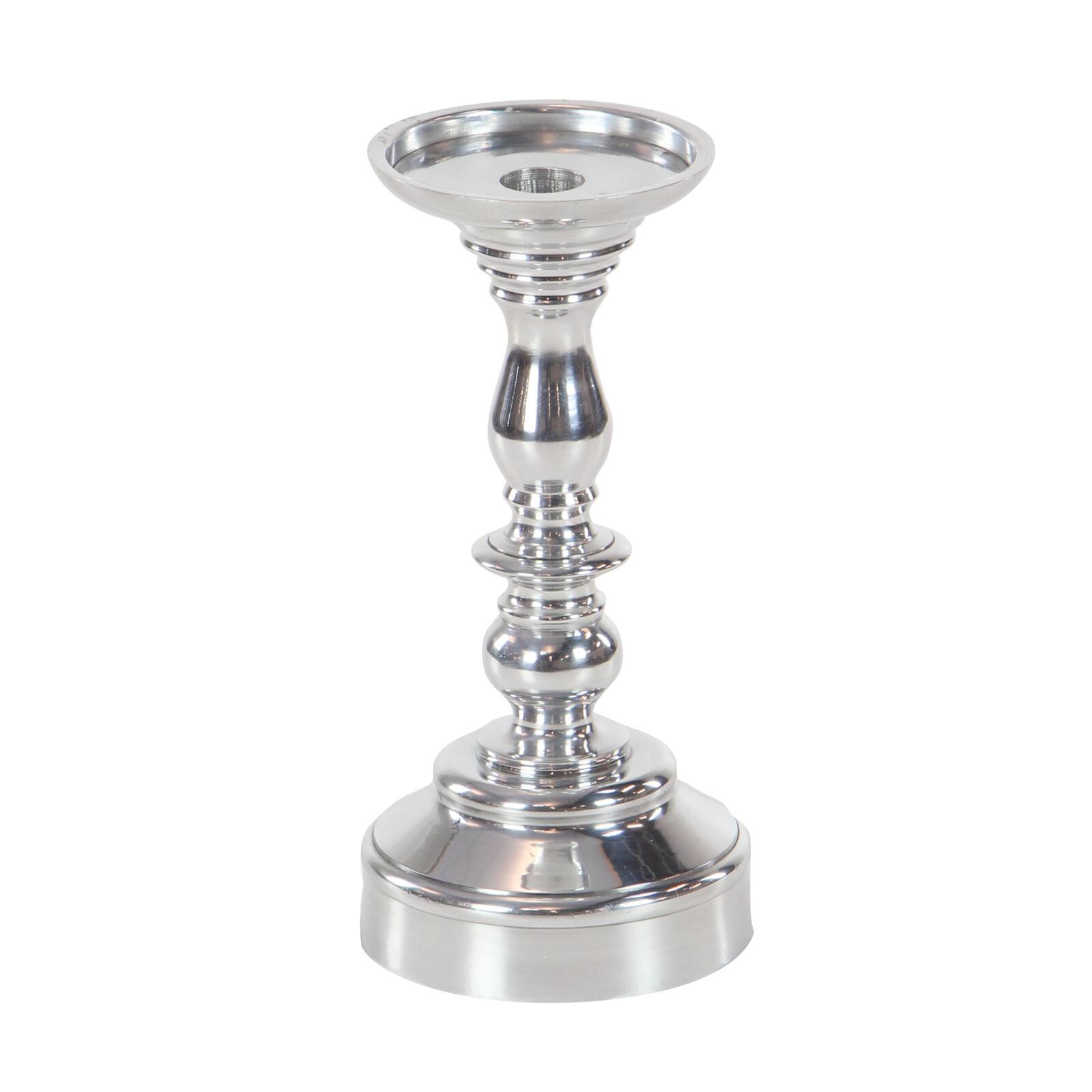 Silver Aluminum Traditional Pillar Candle Holder