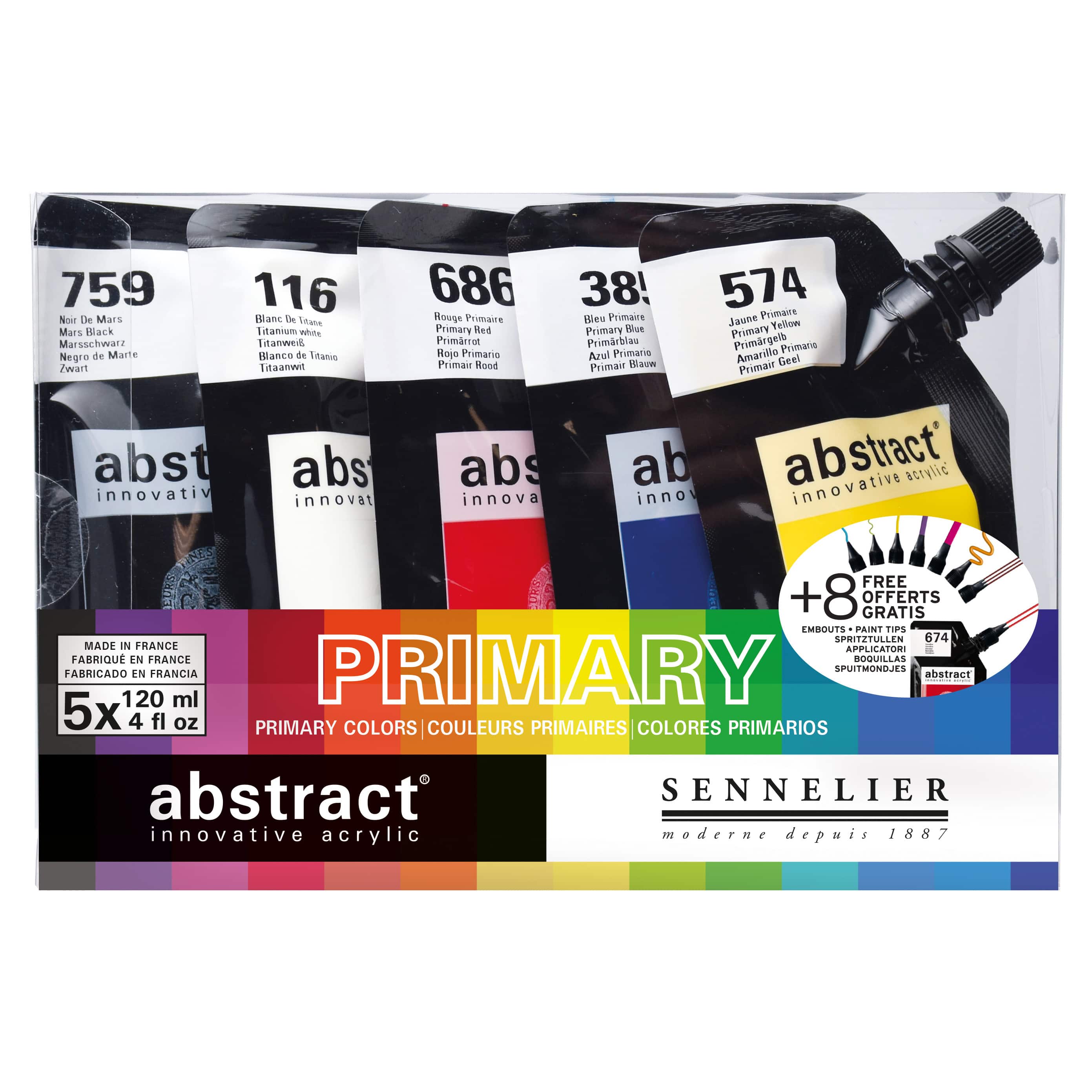 Sennelier Abstract&#xAE; Acrylic Primary 5 Color Set with Tips