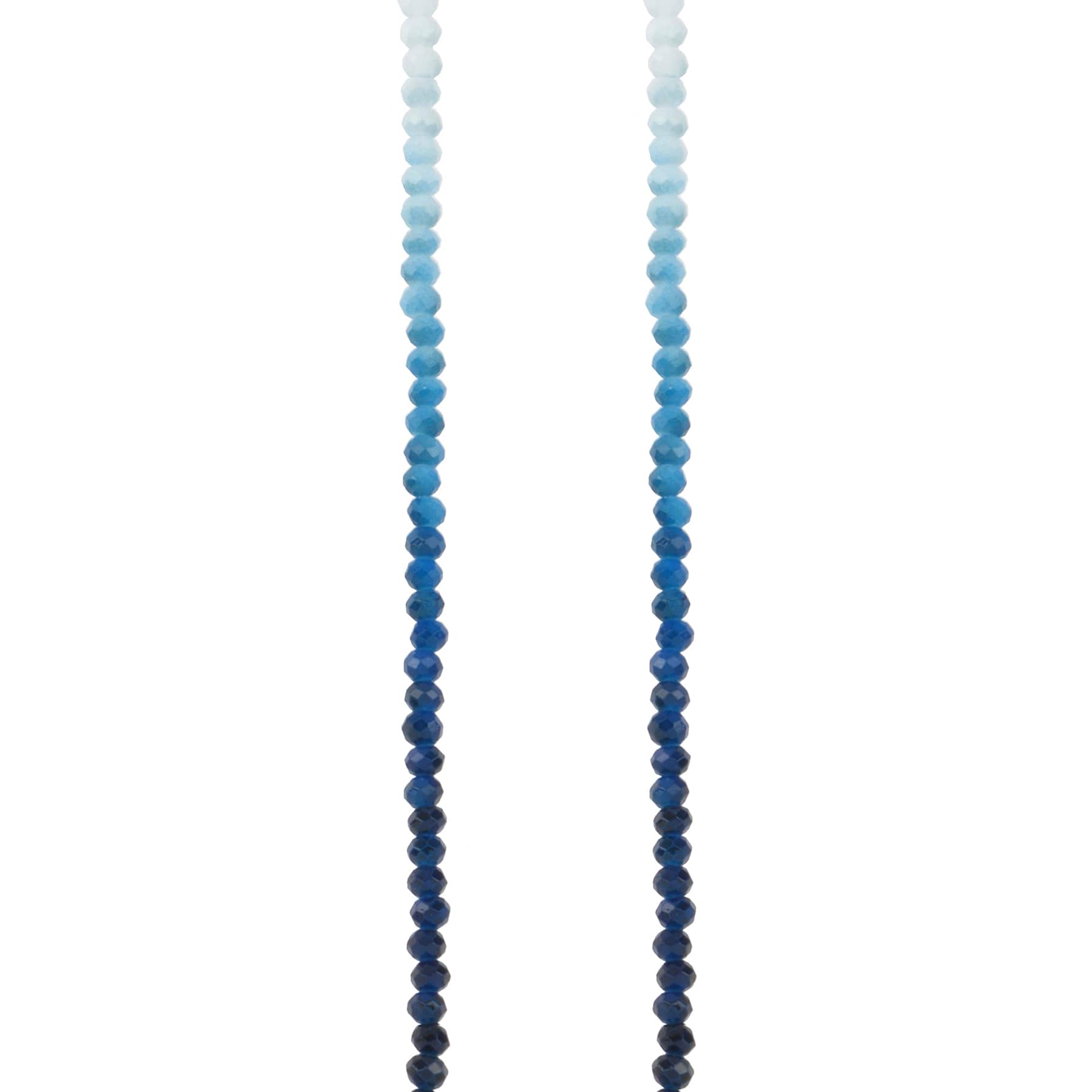 12 Pack: Blue & White Ombre Faceted Glass Rondelle Beads by Bead Landing™