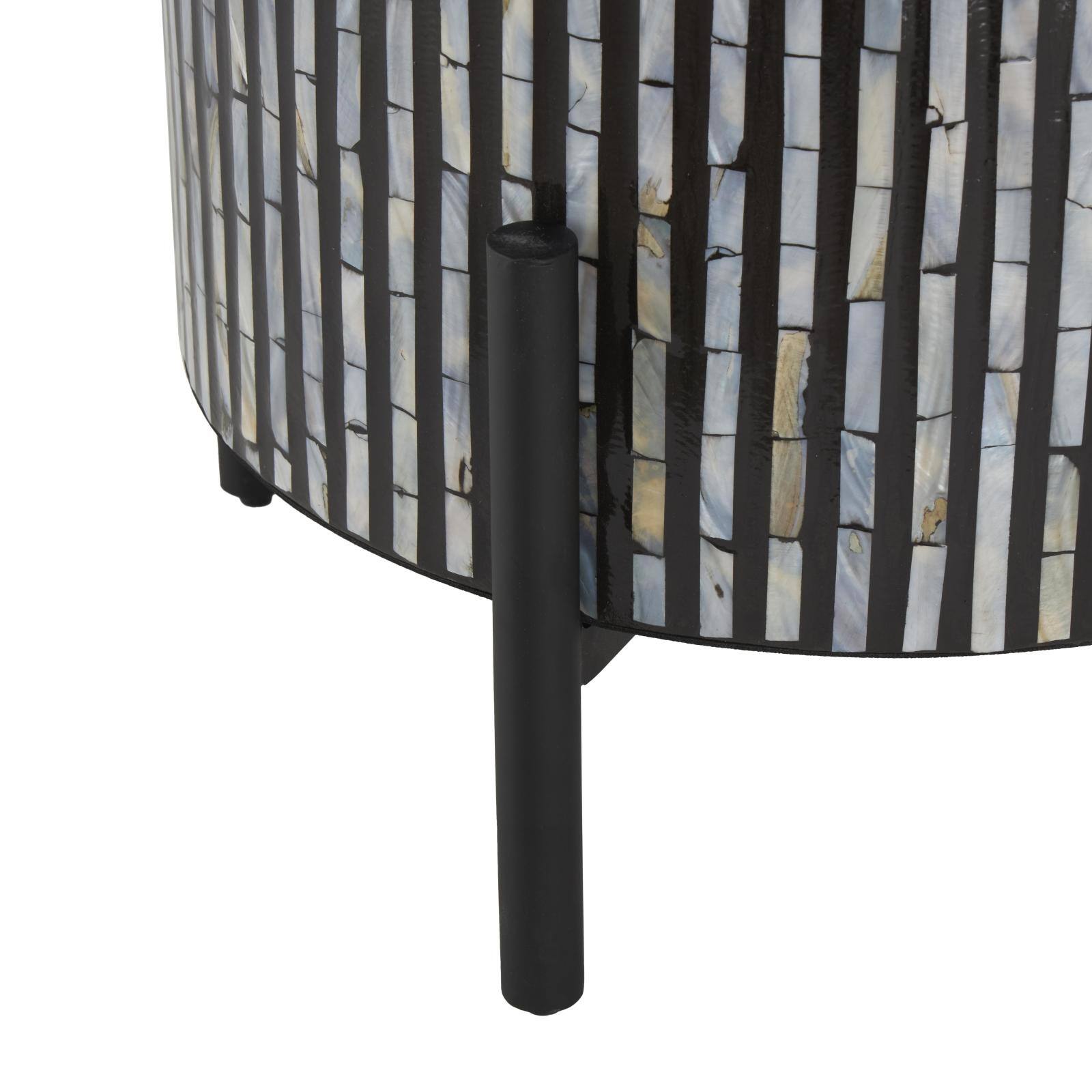 22" Mother of Pearl Shell Accent Table with Black Legs