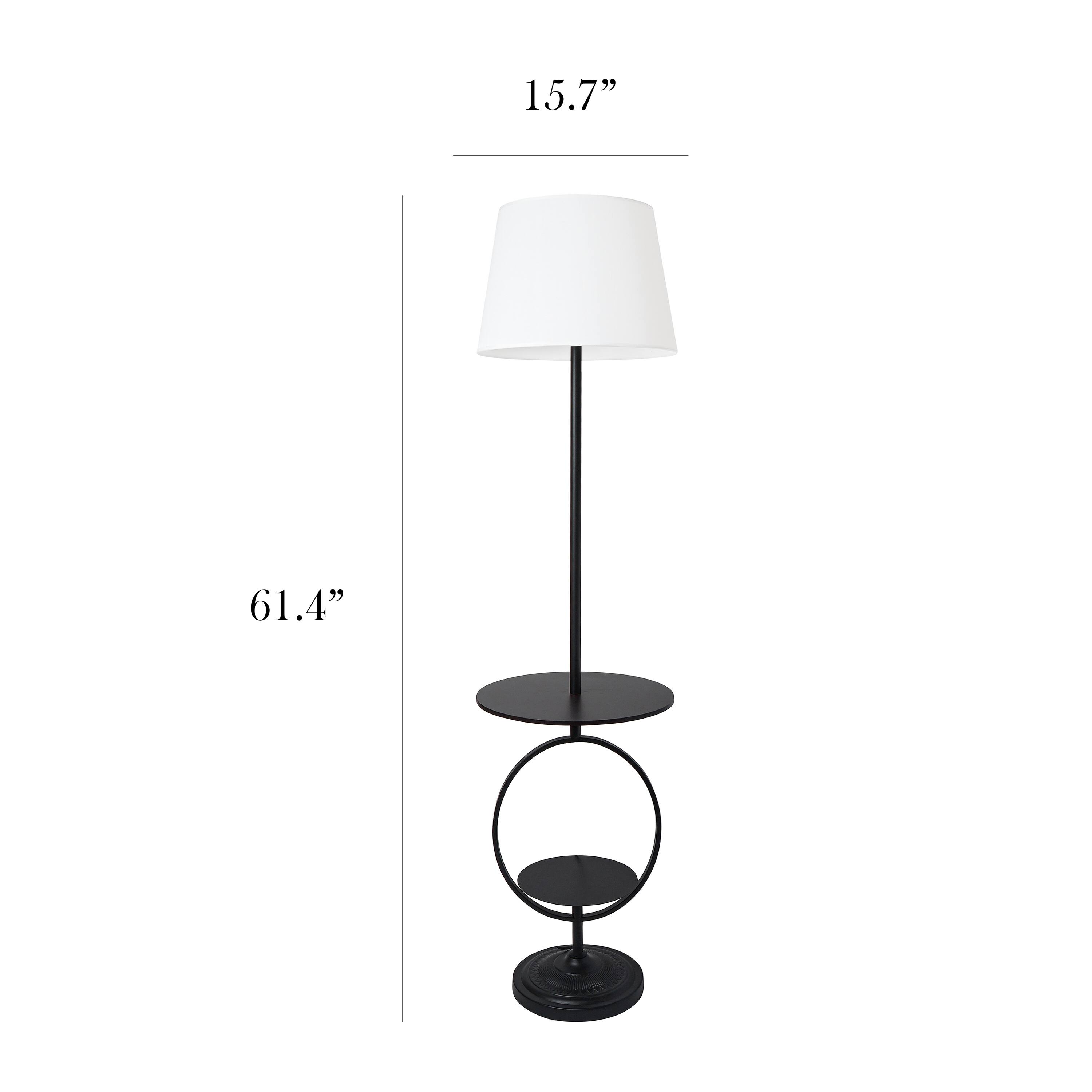 Elegant Designs&#x2122; 5ft. Black End Table Dual Shelf Decorative Floor Lamp