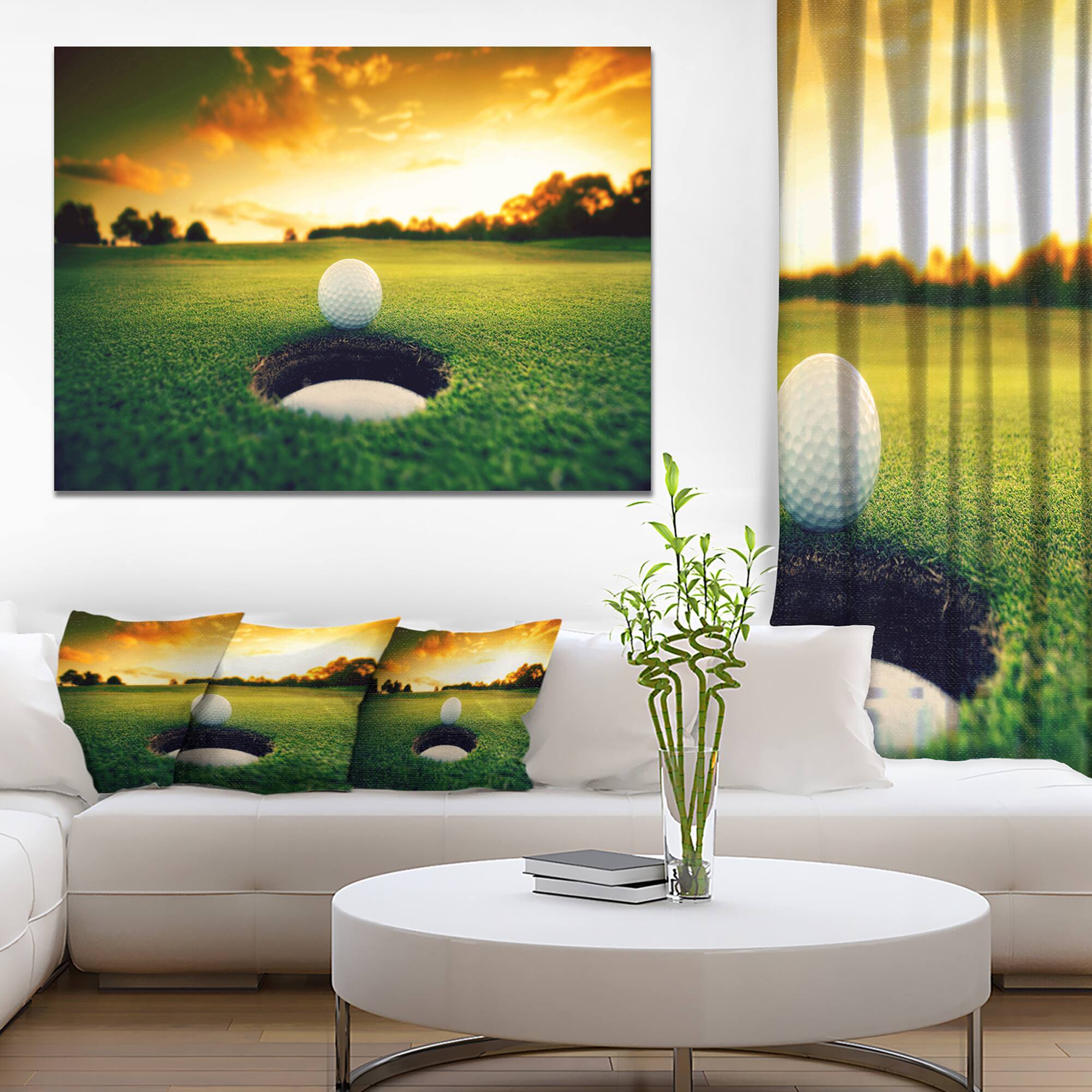 Designart - Golf Ball Near Hole - Landscape Canvas Art Print