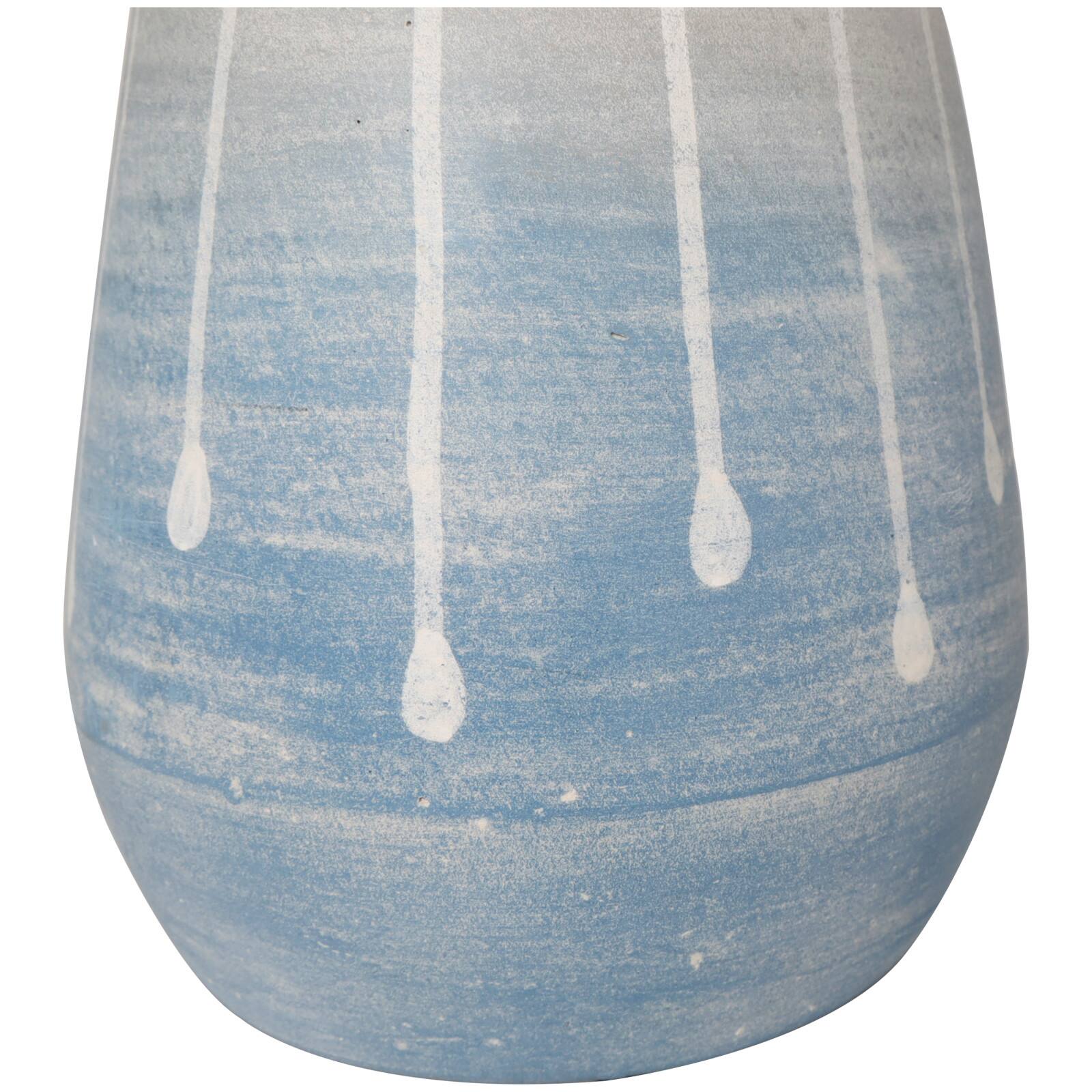 14" Blue & Gray Ombre Ceramic Abstract Drip Vase