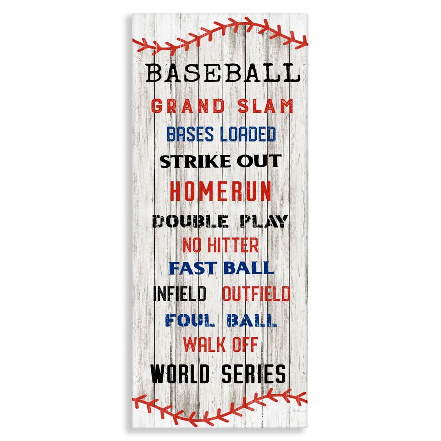 Stupell Industries Baseball Listed Phrases Sign Homerun Sports Strike Out Canvas Wall Art