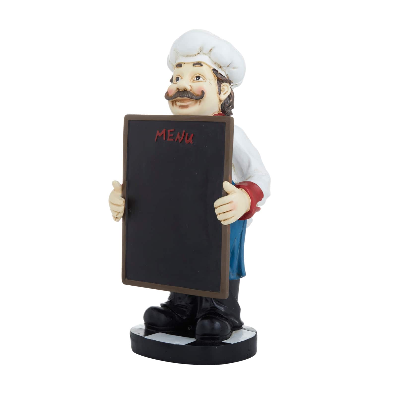 13" Polystone Chef with Black Chalkboard Sign