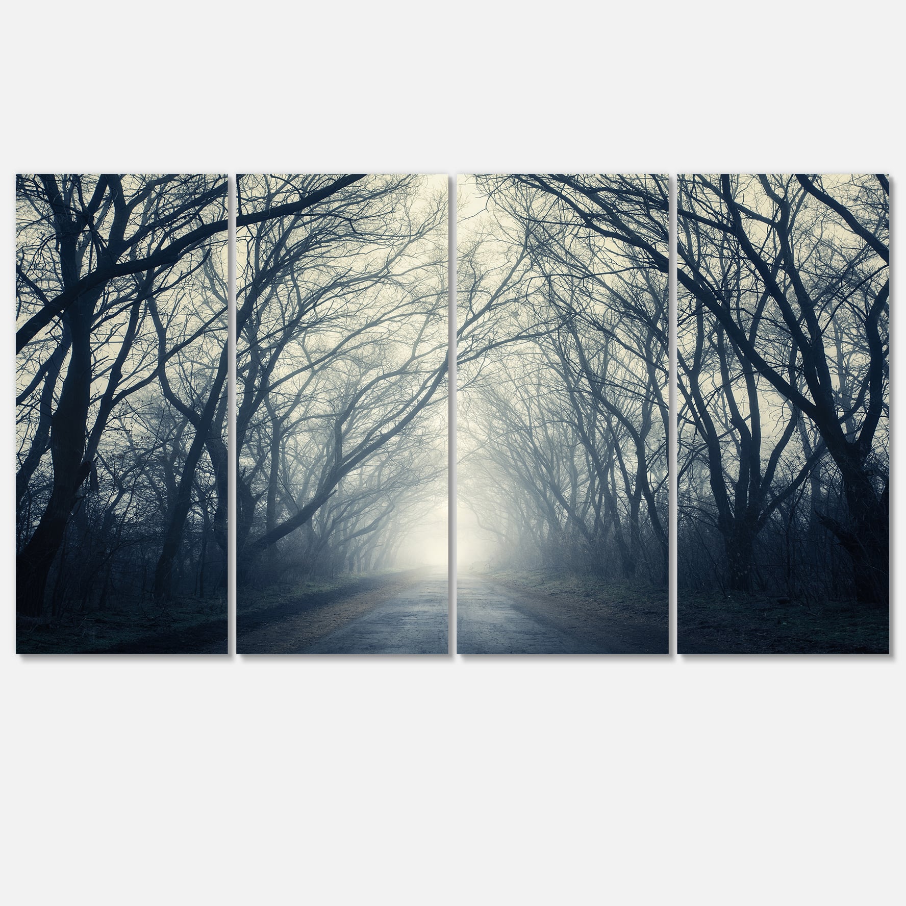 Designart Big Trees in Dark Foggy Forest - Landscape Photography