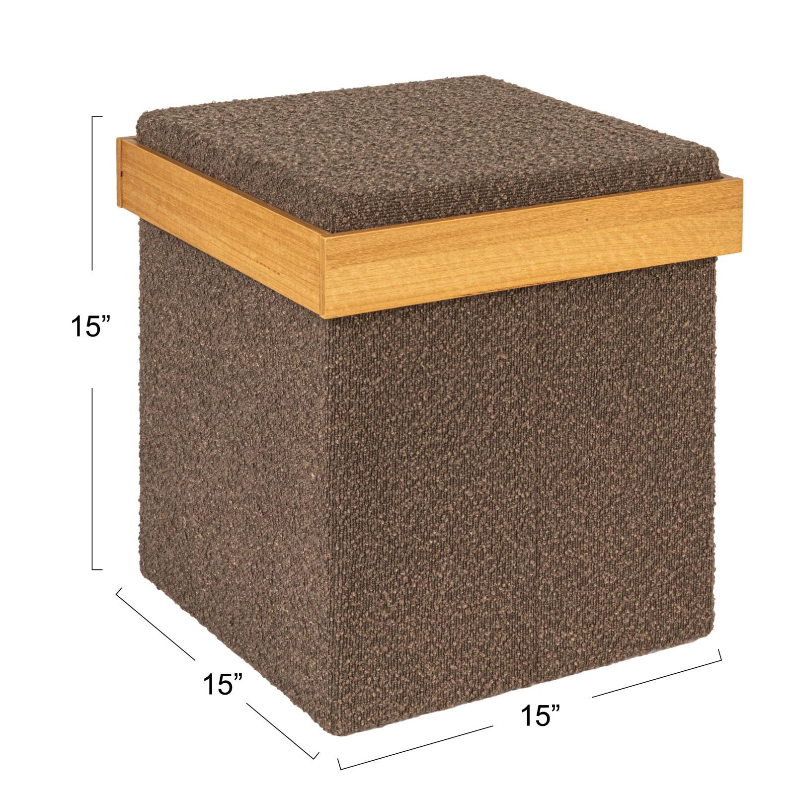Household Essentials Versatile Boucle Ottoman with Hidden Storage
