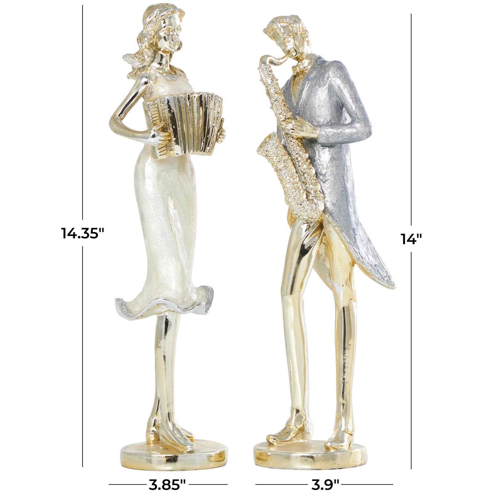 14&#x22; Gold Musician Sculpture Set