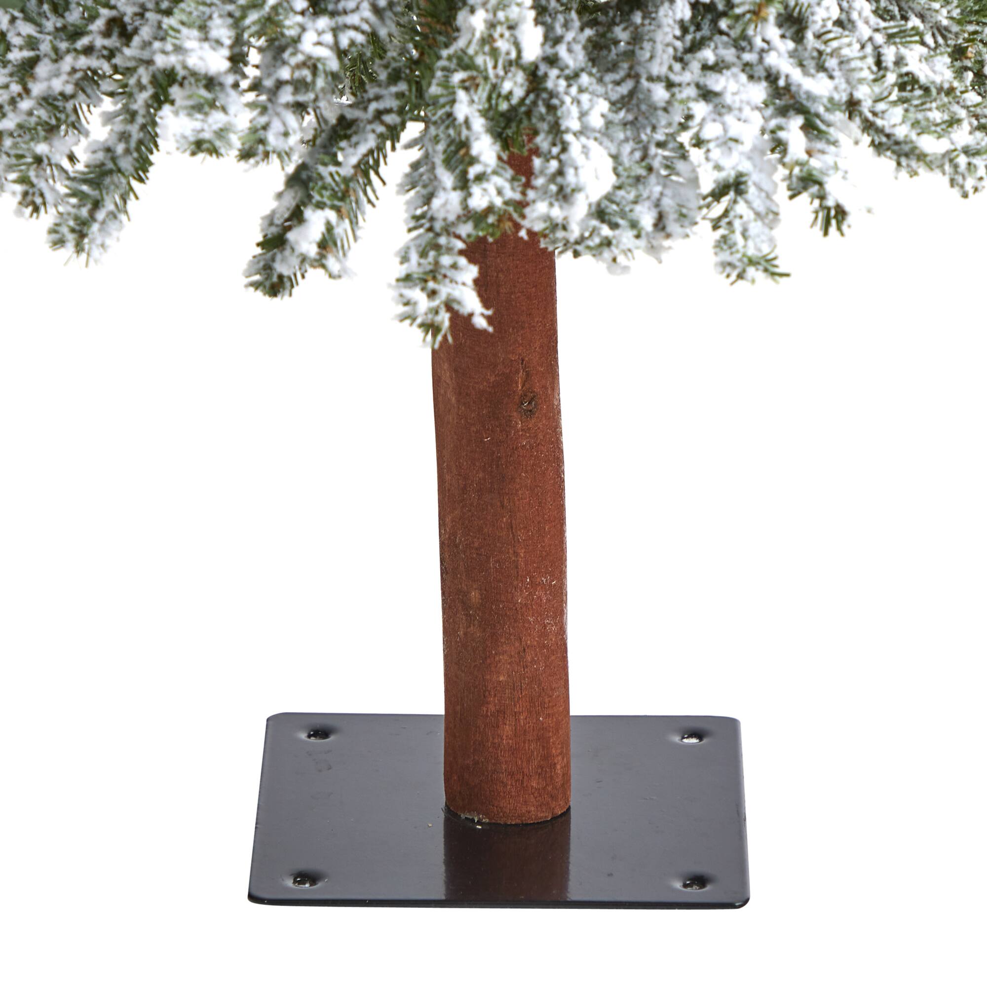 4ft. Pre-Lit Flocked Grand Alpine Artificial Christmas Tree, Clear LED Lights