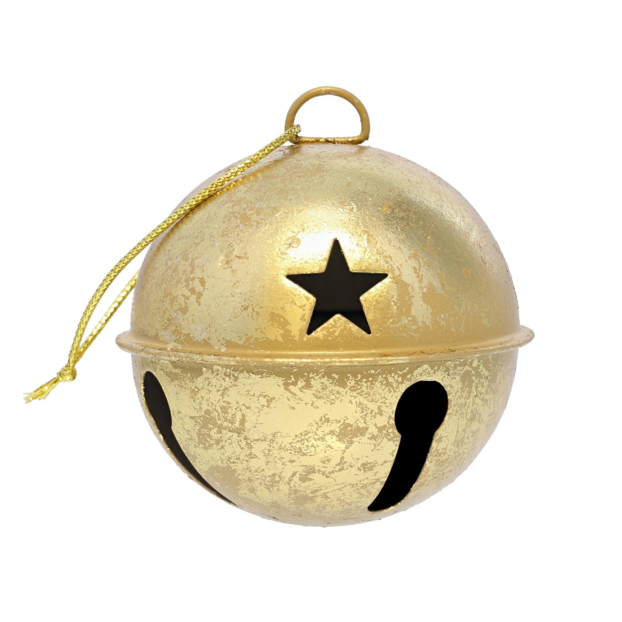 Haute Decor 6ct. 3.5&#x22; Gold Foil Jingle Bell Ornaments