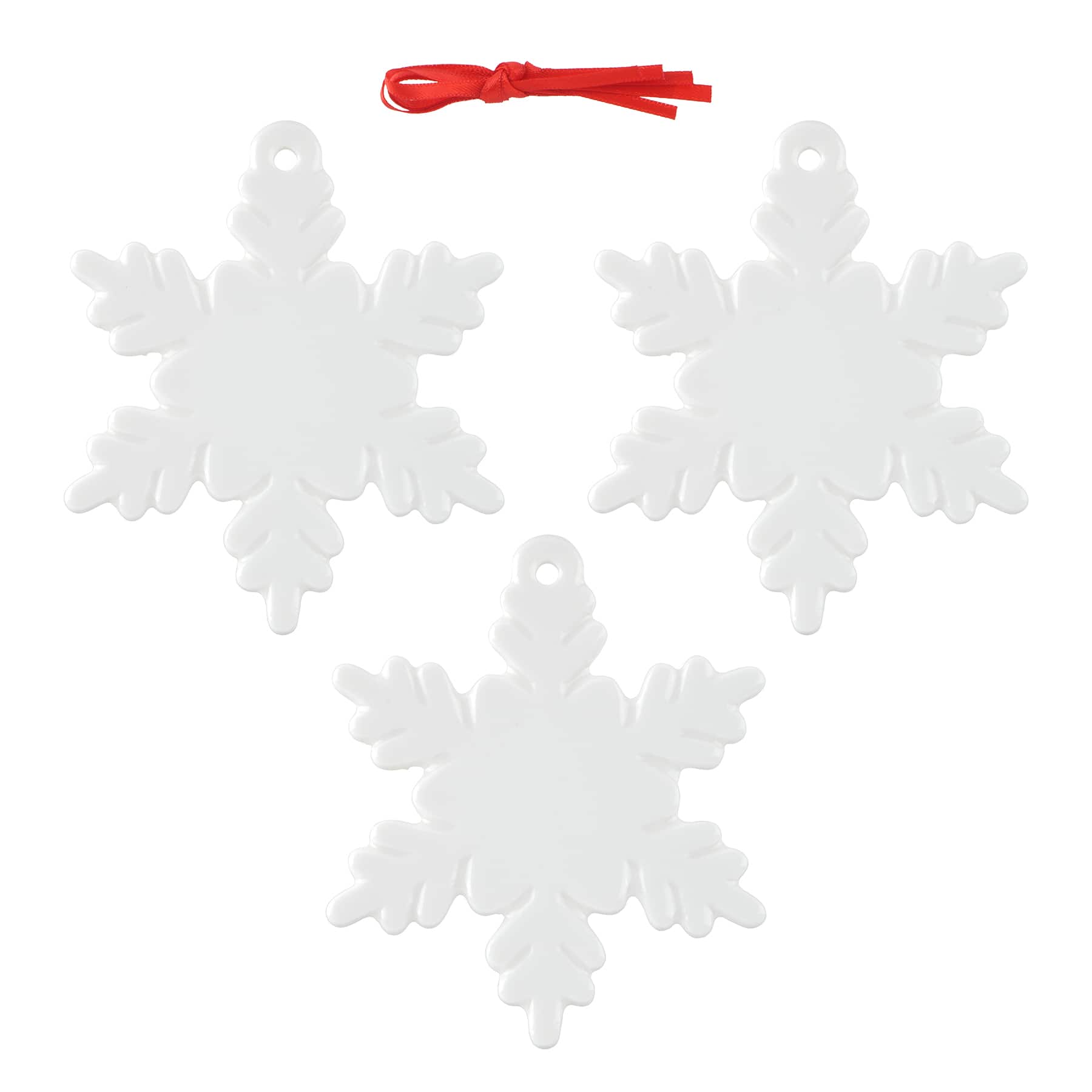 3.75&#x22; Snowflake Ceramic Sublimation Ornaments, 3ct. by Make Market&#xAE;