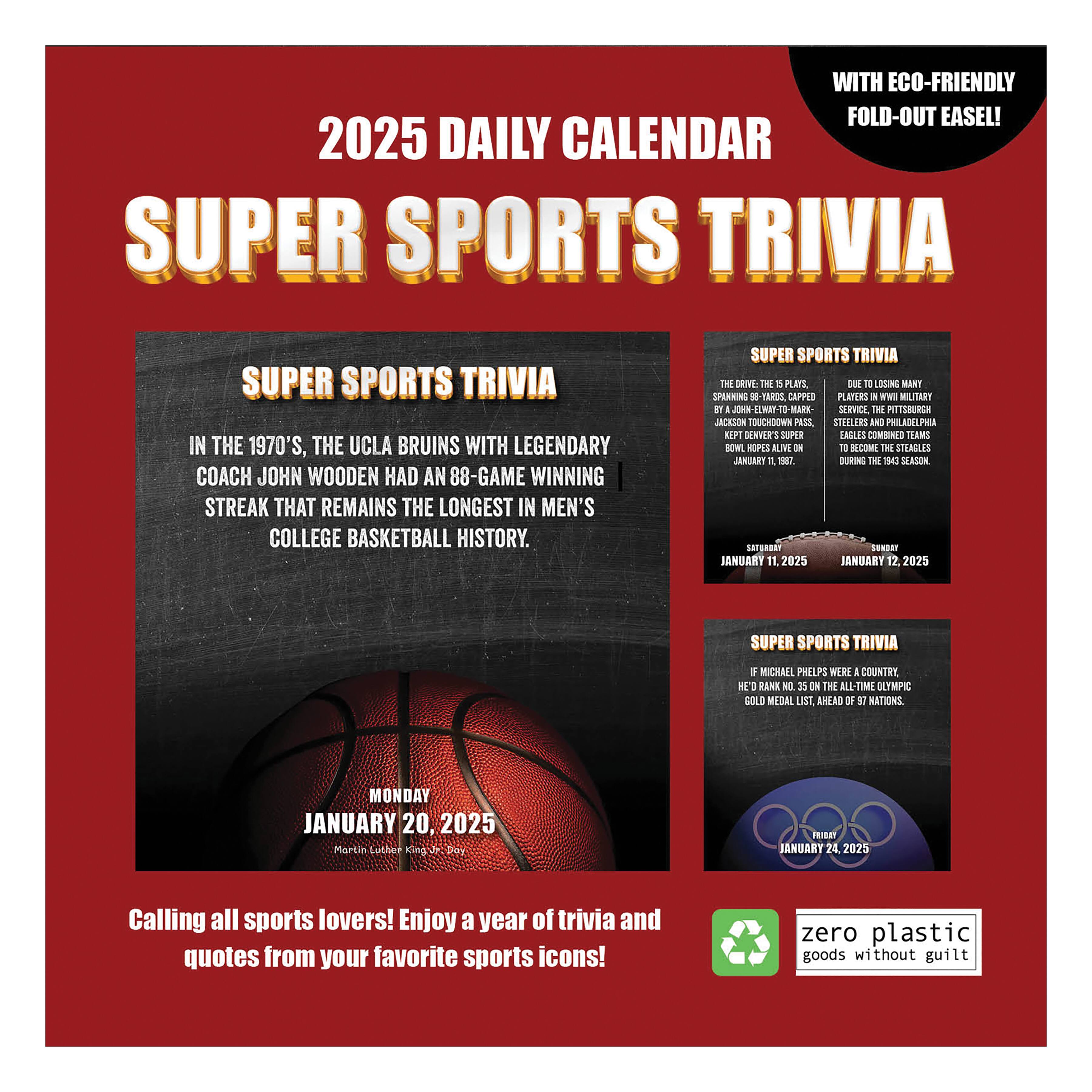 TF Publishing 2025 Sports Facts &#x26; Trivia Daily Desktop Calendar