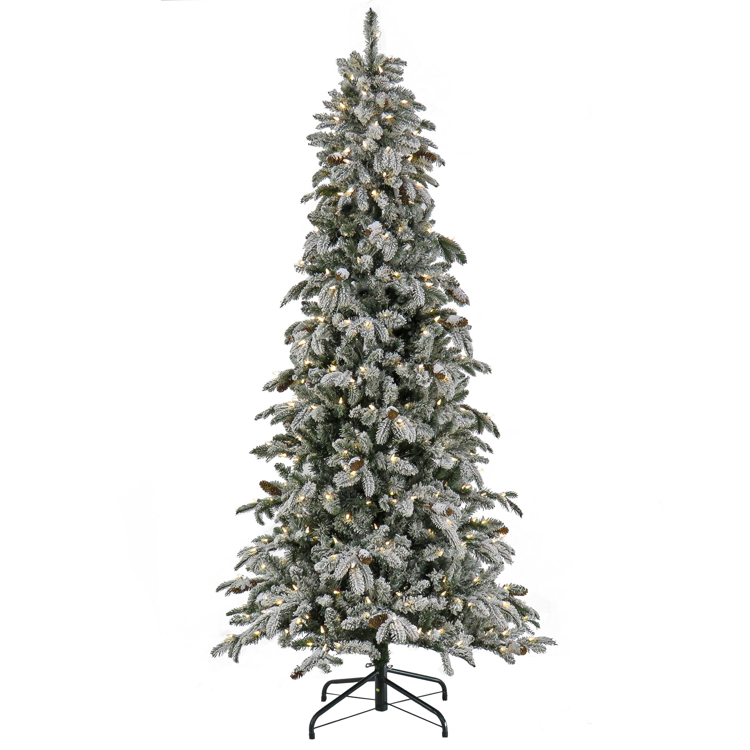 7.5ft. Pre-Lit Snowy Vintin Fir Tree, LED Lights