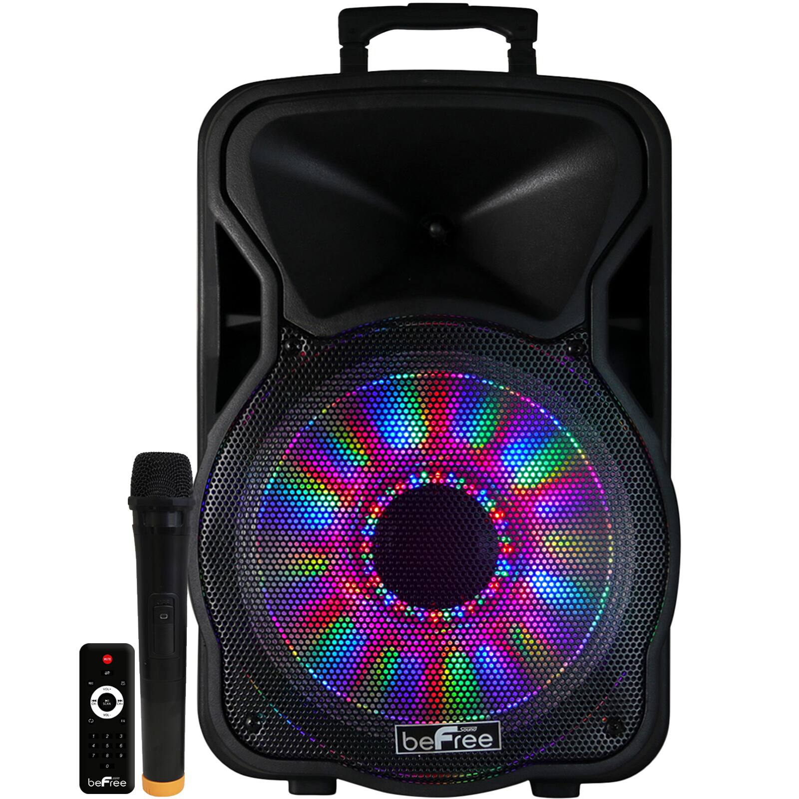 beFree Sound 12" 2500 Watt Bluetooth Rechargeable Portable Party PA Speaker With Illuminating Lights