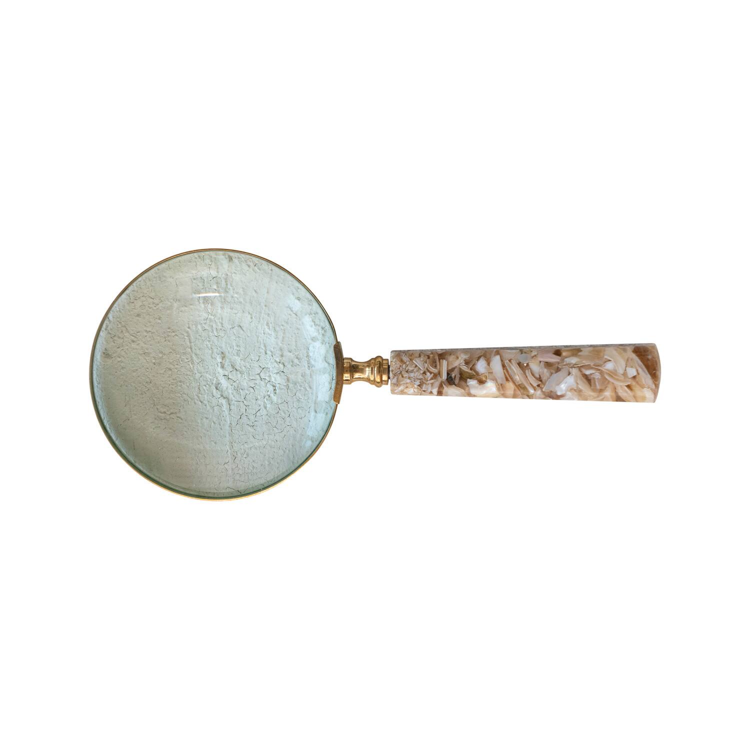 Hello Honey&#xAE; 9&#x22; Brass Magnifying Glass with Mother of Pearl Handle