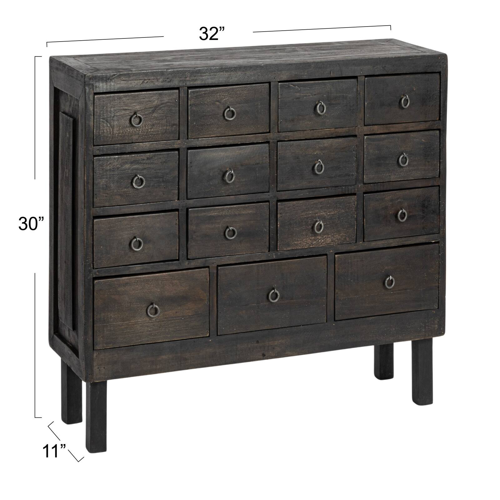 Hello Honey&#xAE; Black Antique Apothecary 15-Drawer Cabinet Storage