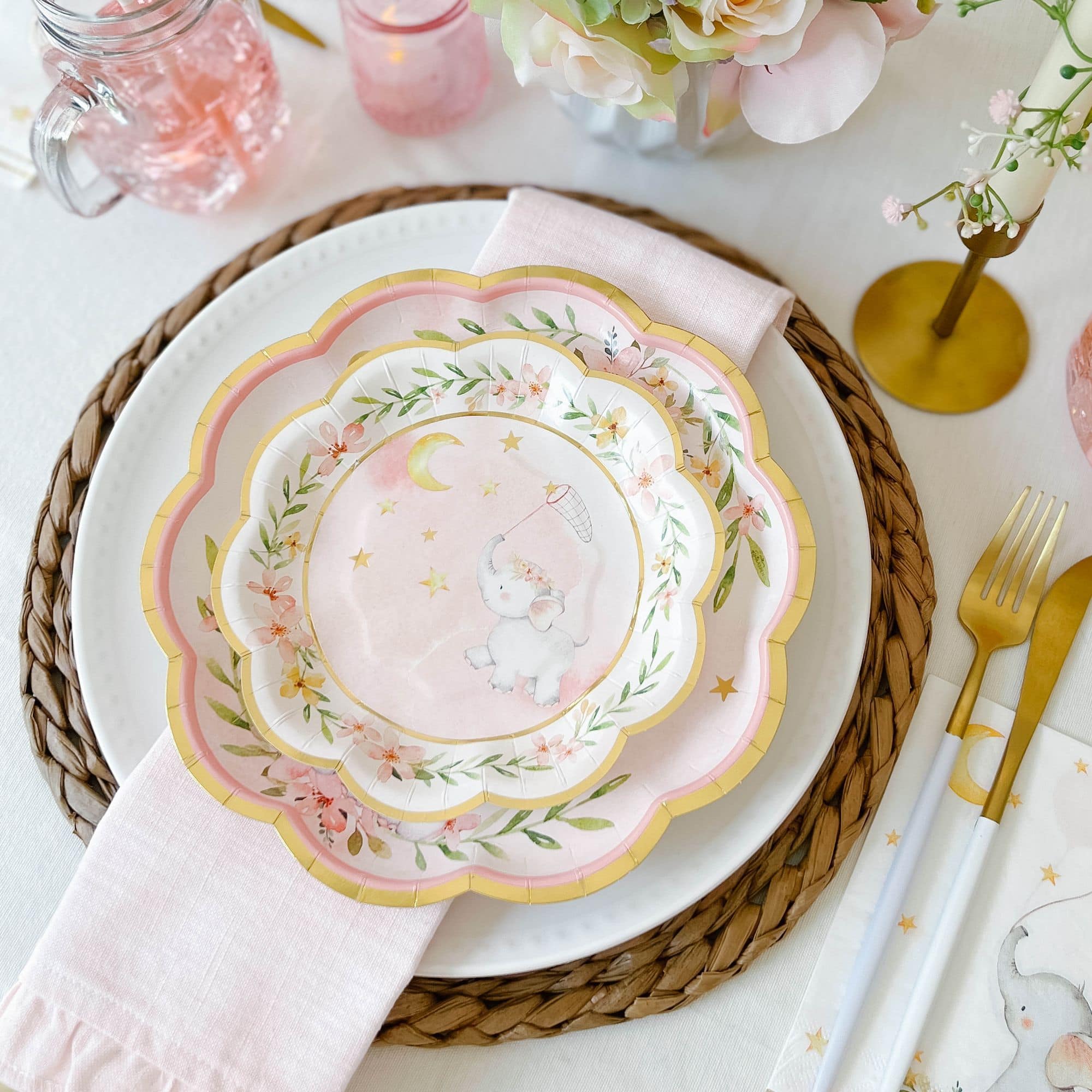 Kate Aspen® 7" Pink Elephant Baby Shower Premium Paper Plates, 16ct.