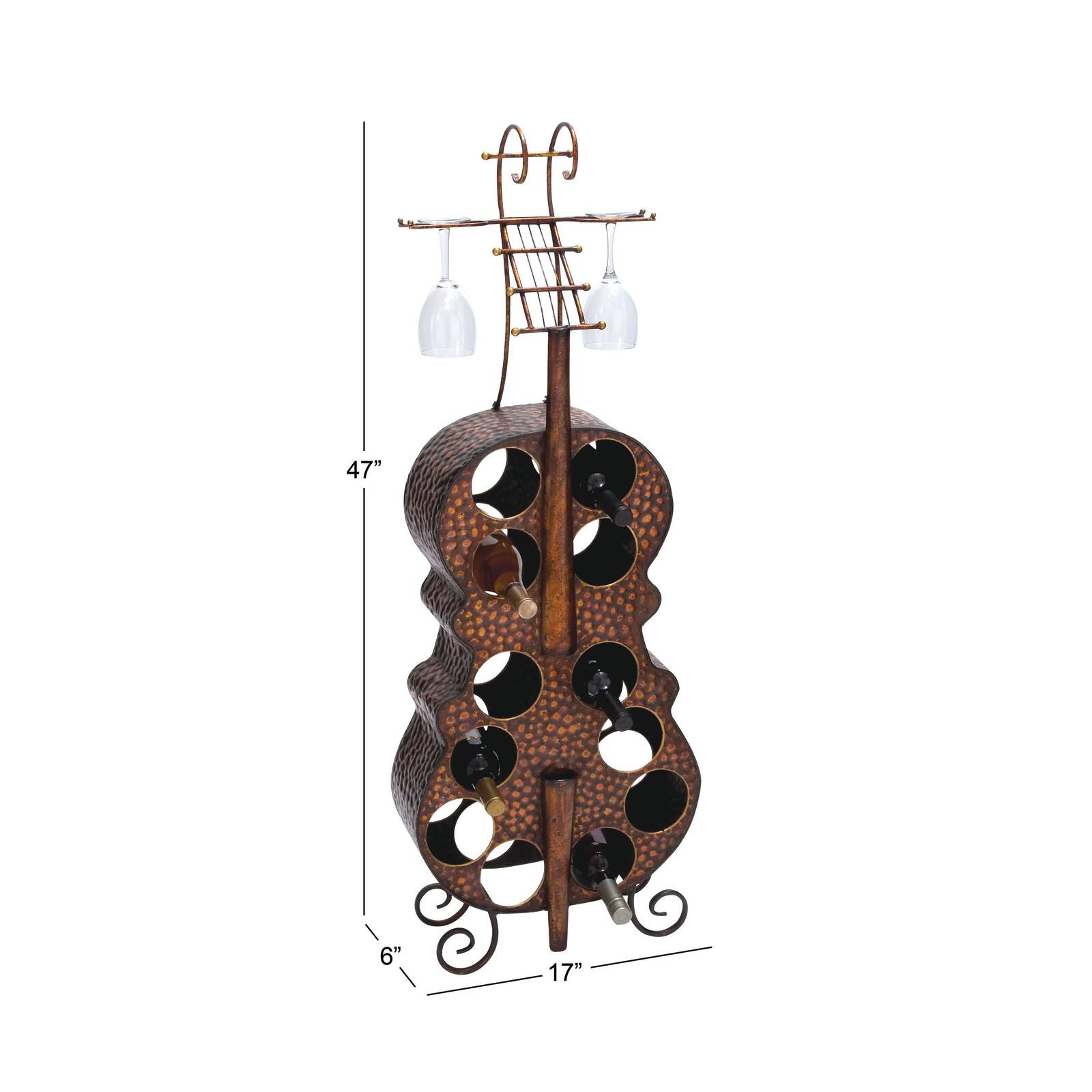 47&#x22; Brass Metal Traditional Wine Holder Rack
