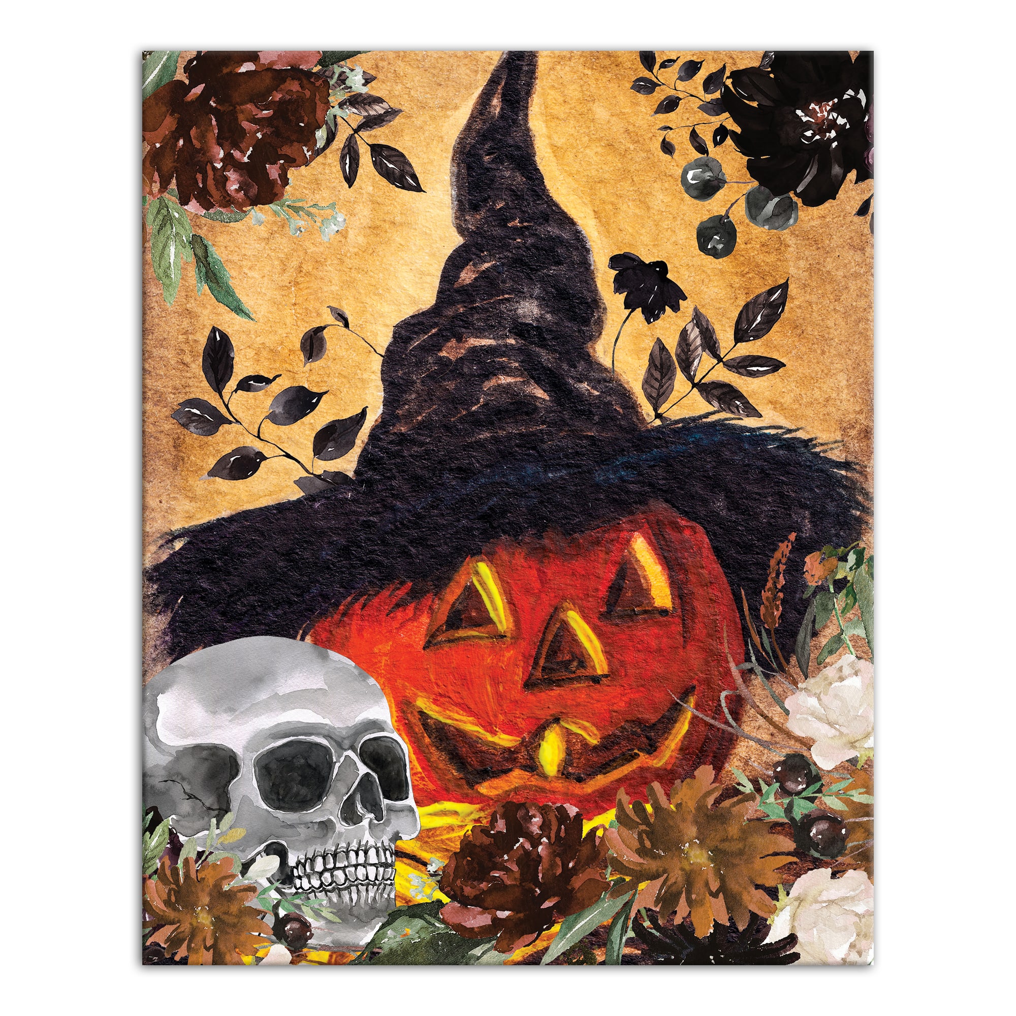Watercolor Halloween Still Life Canvas Wall Art
