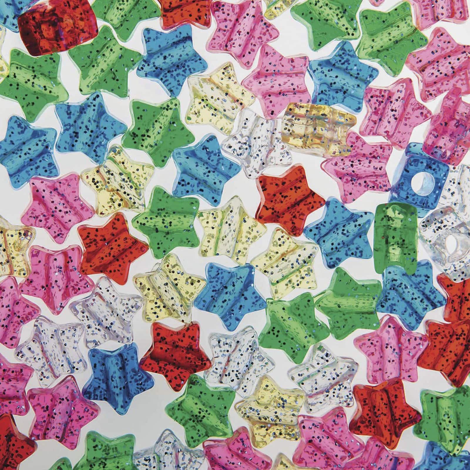 S&S® Worldwide Glitter Plastic Star Beads, 12mm