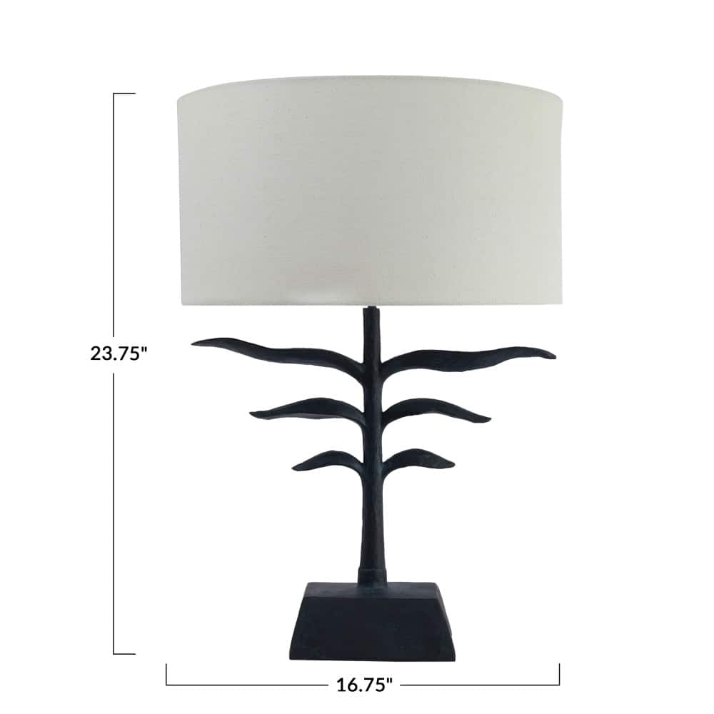 Hello Honey® 24" Black and Natural Leaf Shaped Table Lamp with Fabric Shade