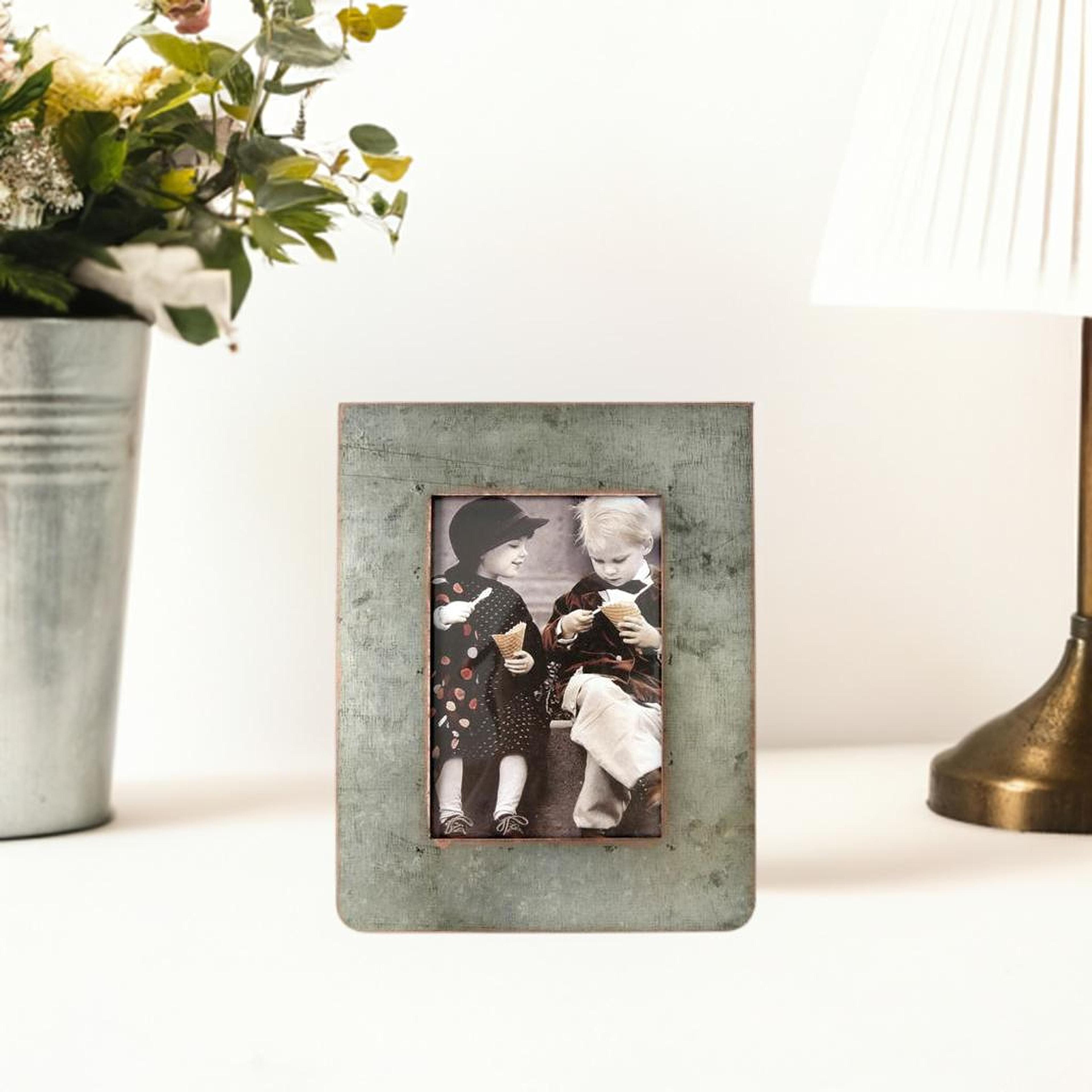 Hello Honey&#xAE; Galvanized 2-Sided Vertical 3&#x22; x 5&#x22; Standing Picture Frame