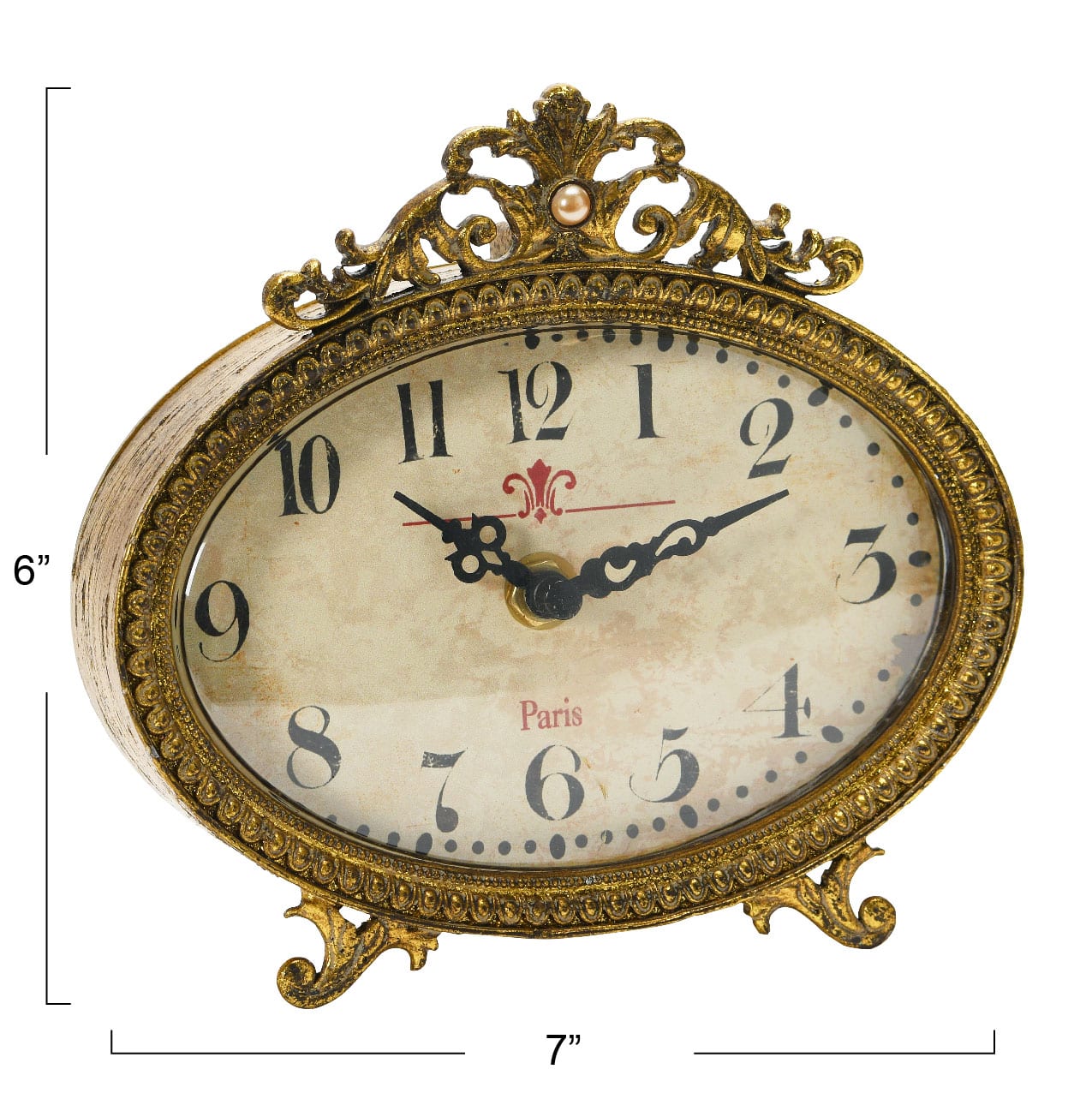 Hello Honey&#xAE; 6.5&#x22; Distressed Pewter Mantel Clock