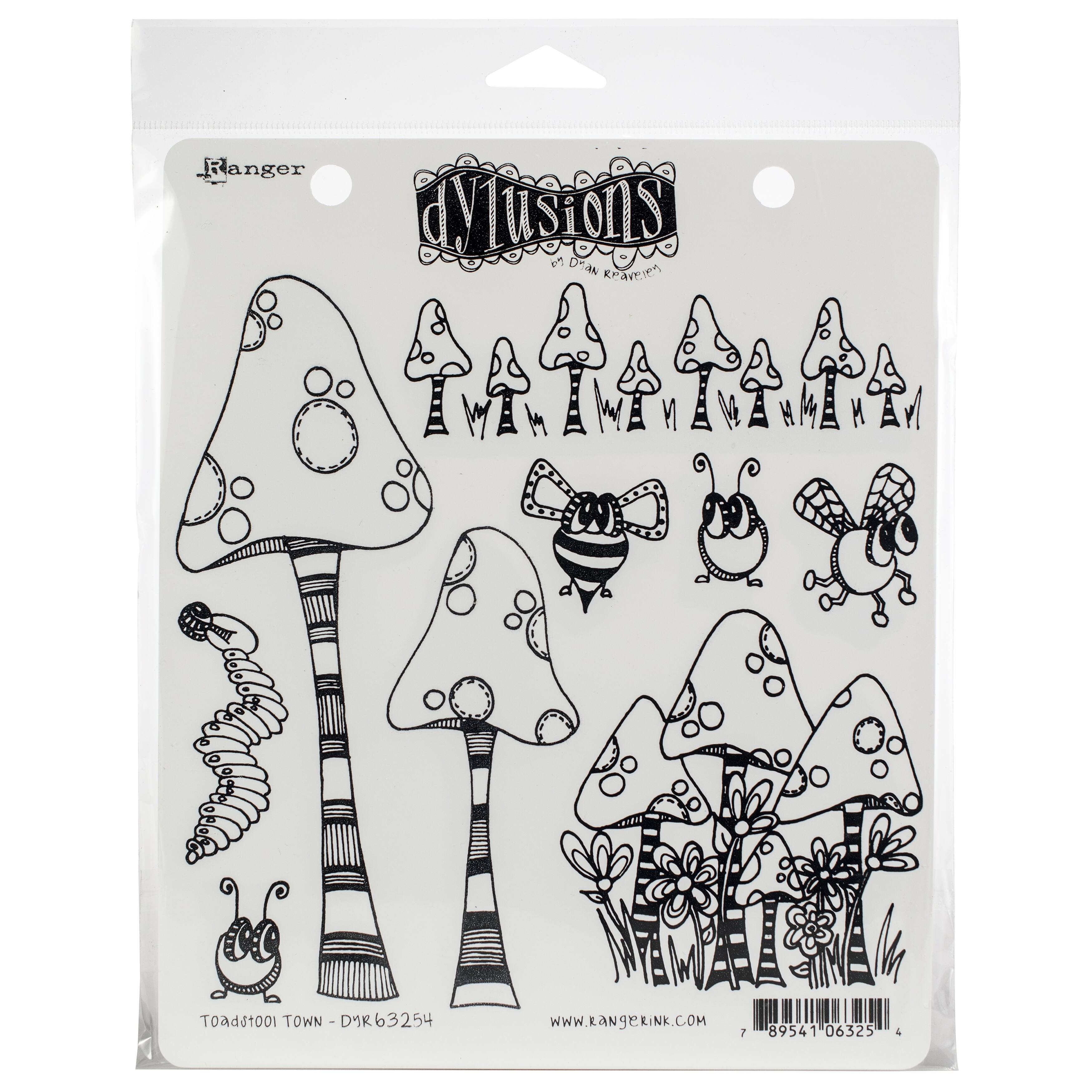 Dylusions Toadstool Town Cling Stamp Set