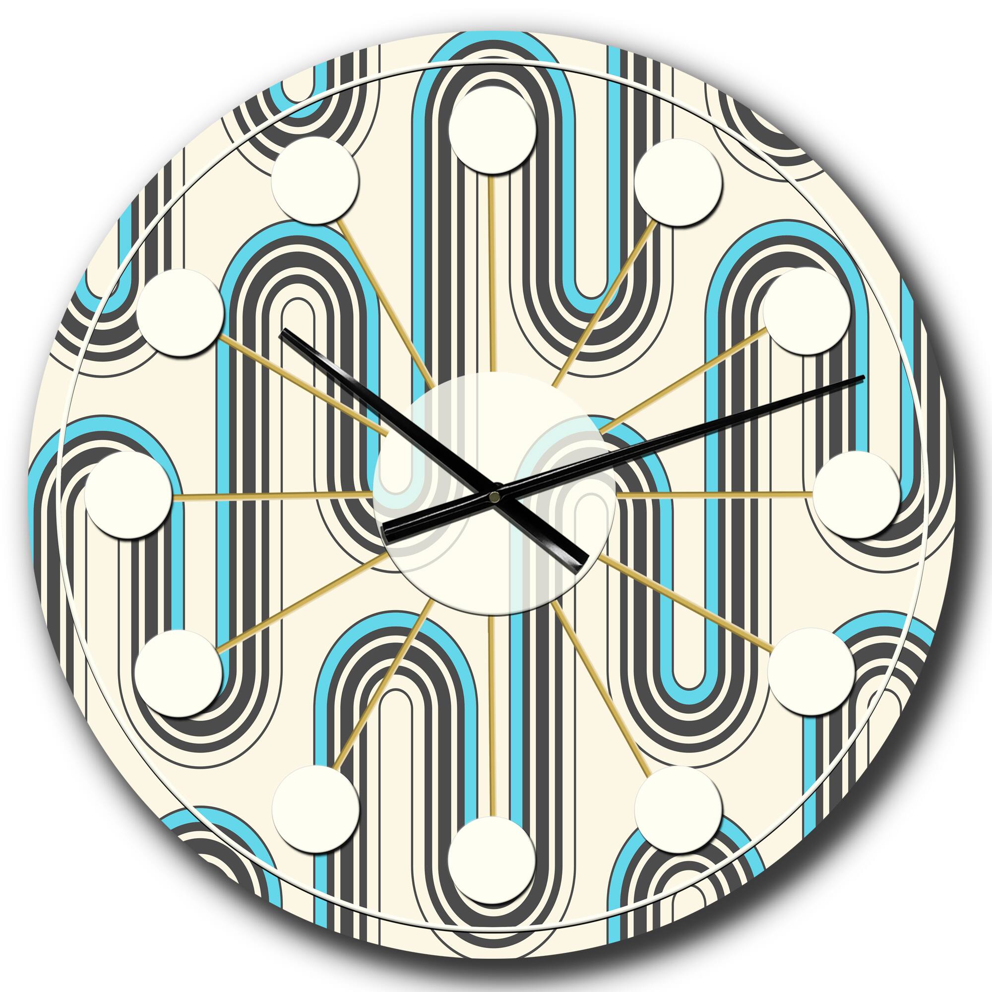 Designart &#x27;Retro Geometrical Abstract Minimal Pattern Iv Mid-Century Modern Wall Clock