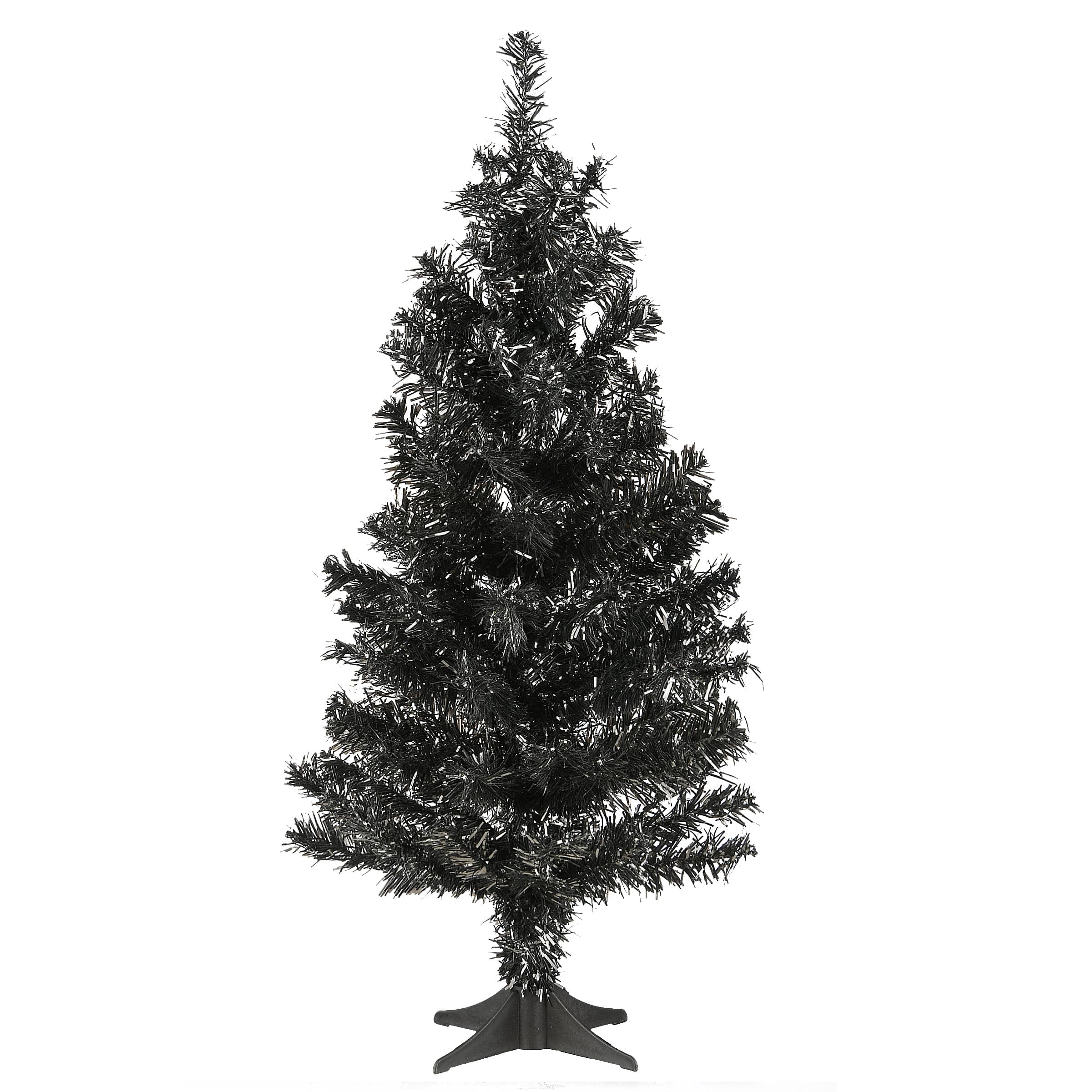 24&#x22; Unlit Black Tinsel Artificial Christmas Tree