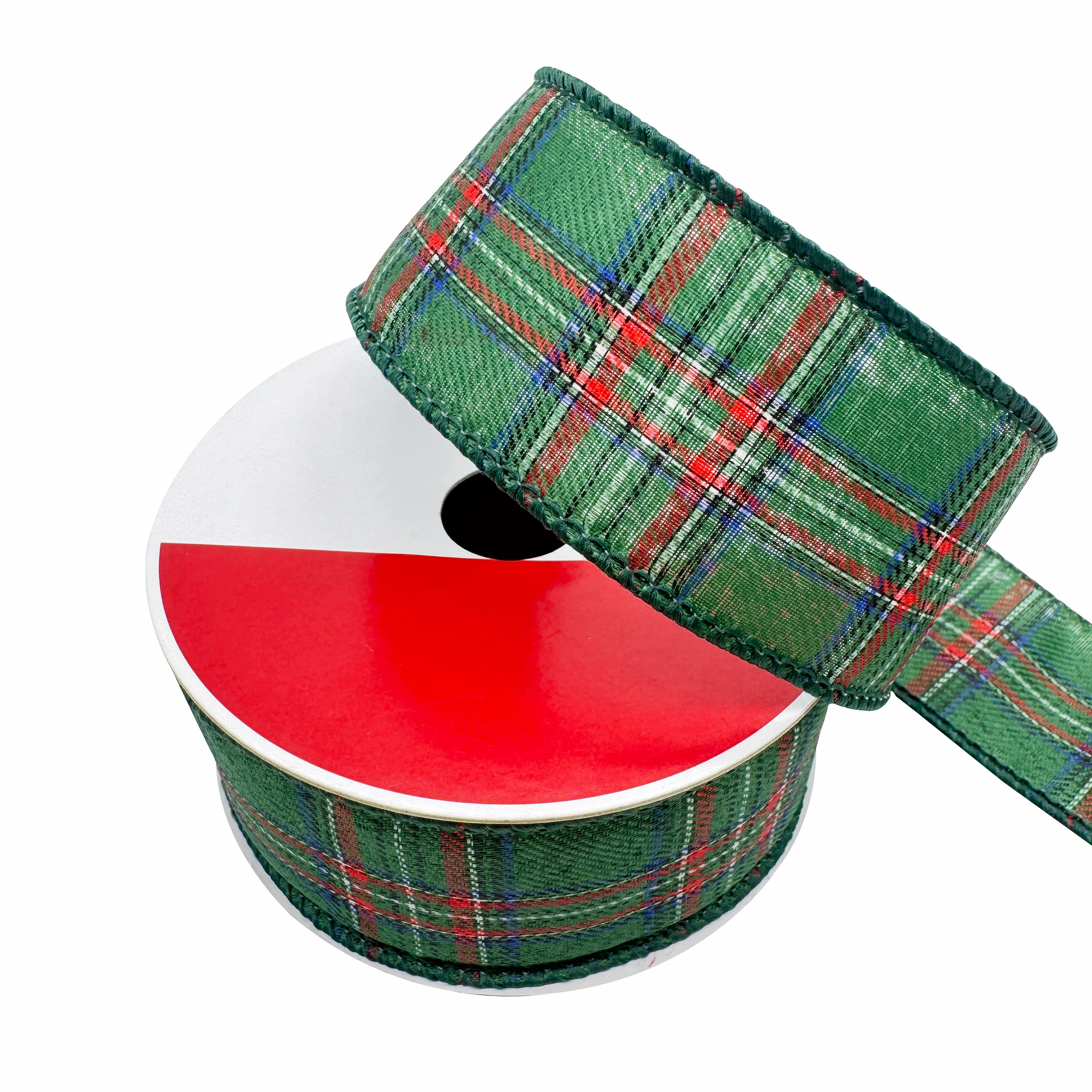 1.5&#x22; x 30ft. Green Tartan Wired Ribbon by Celebrate It&#xAE;