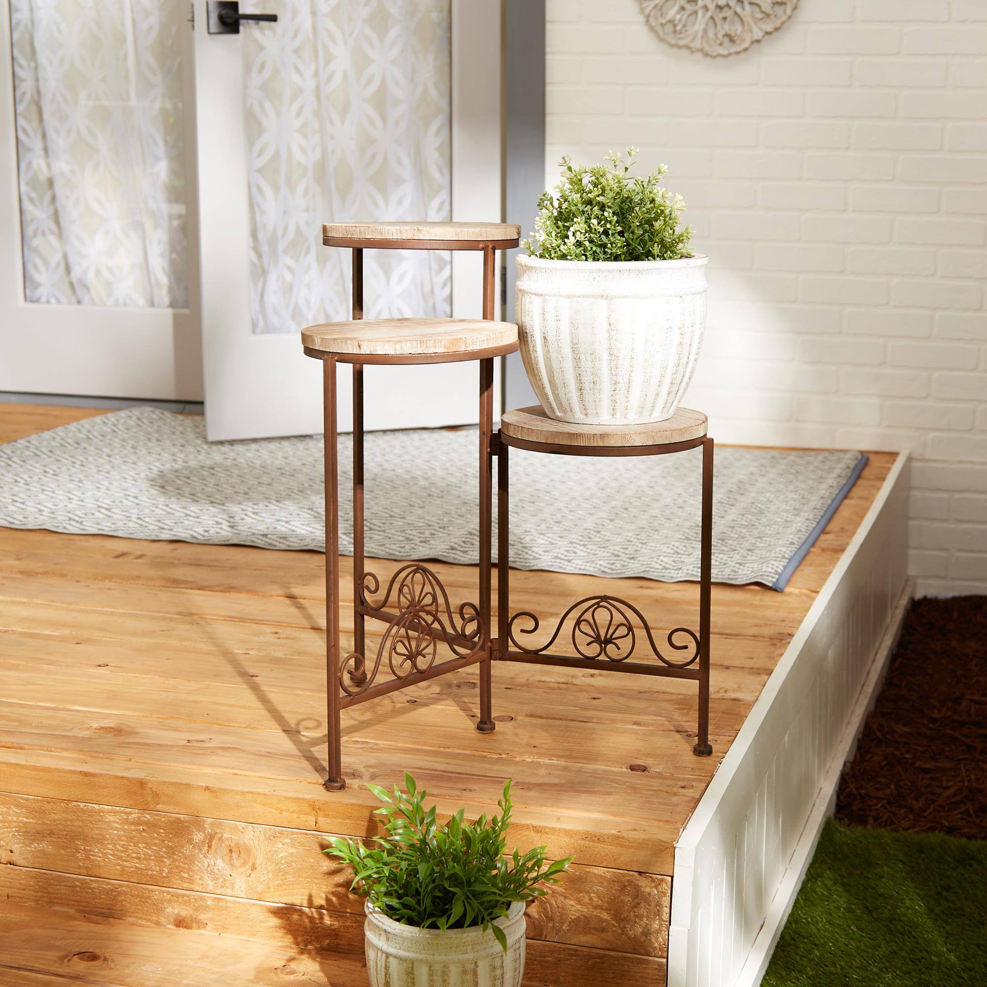 23" Rustic Triple Planter Stand