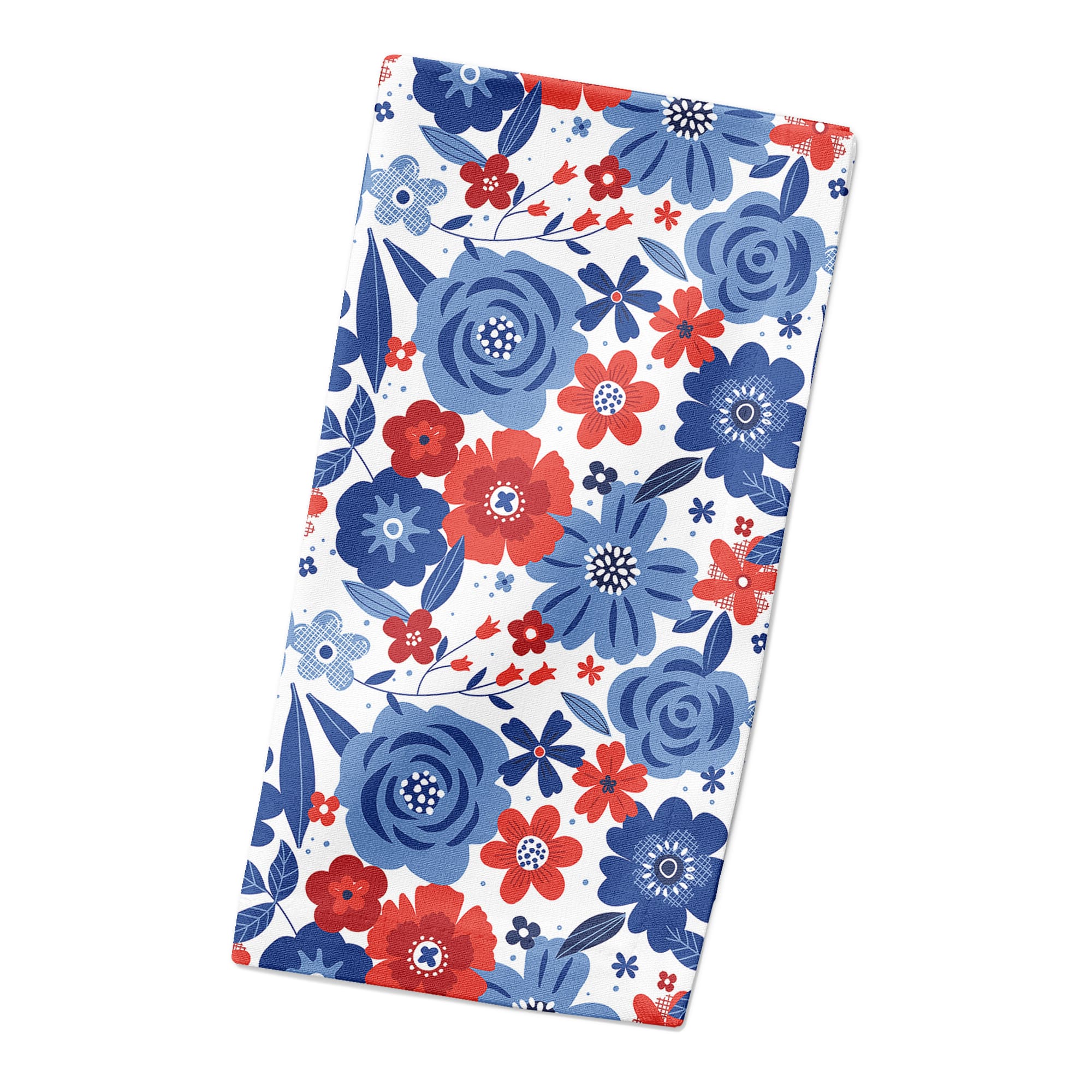 Red White and Blue Florals Cotton Twill Napkin
