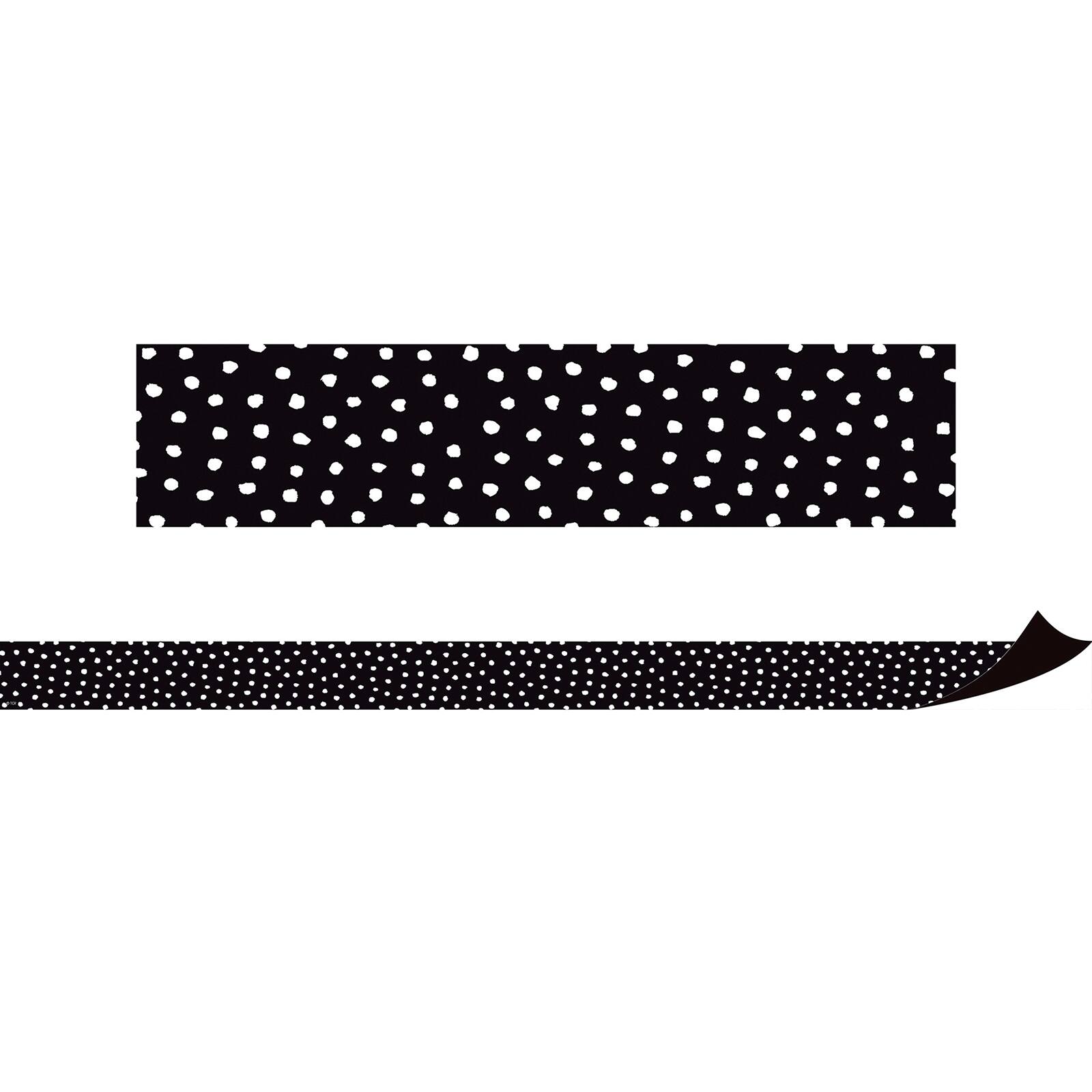 Teacher Created Resources Black with White Painted Dots Magnetic Border, 48ft.