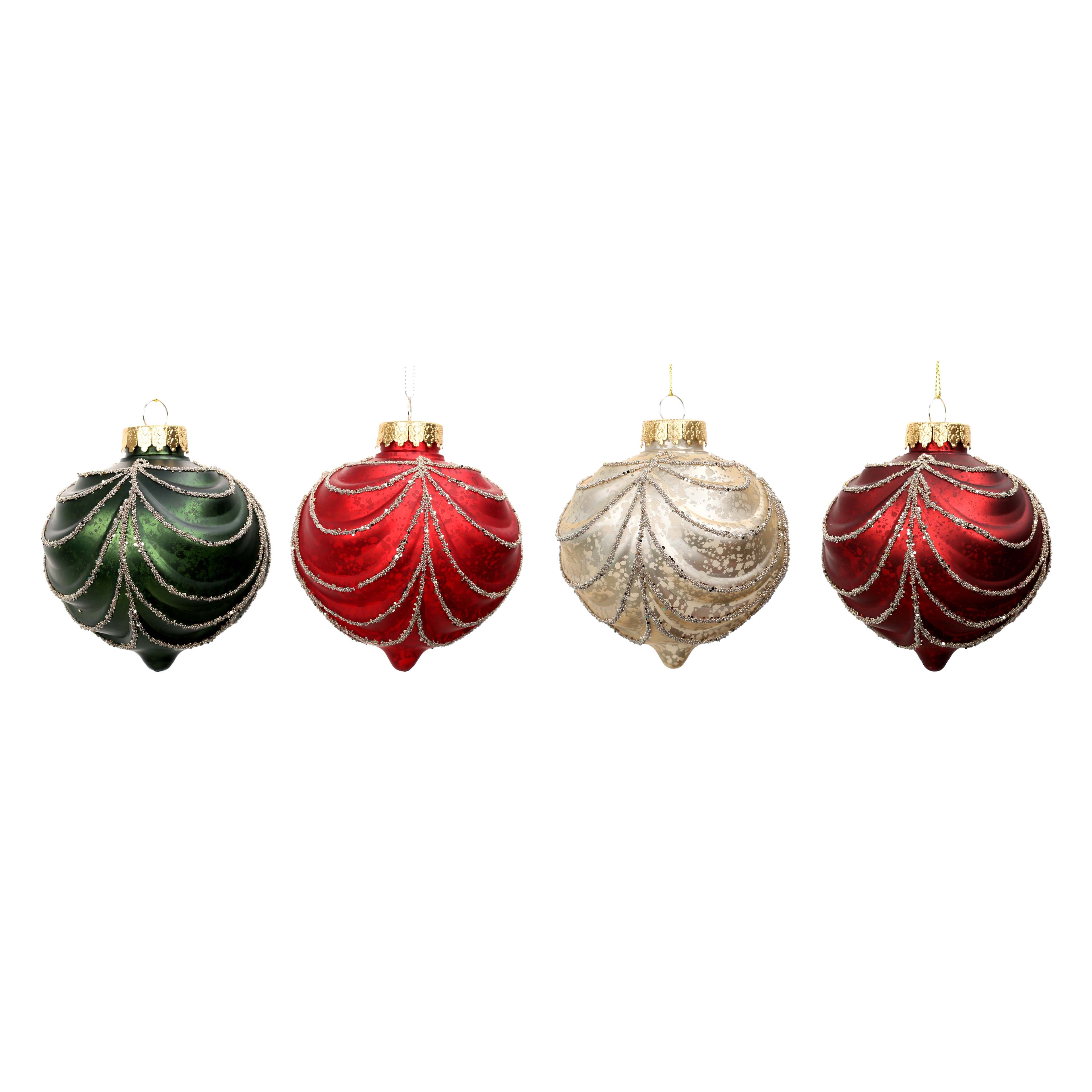 4 Pack 4&#x22; Scalloped Onion Shatterproof Ornaments by Ashland&#xAE;