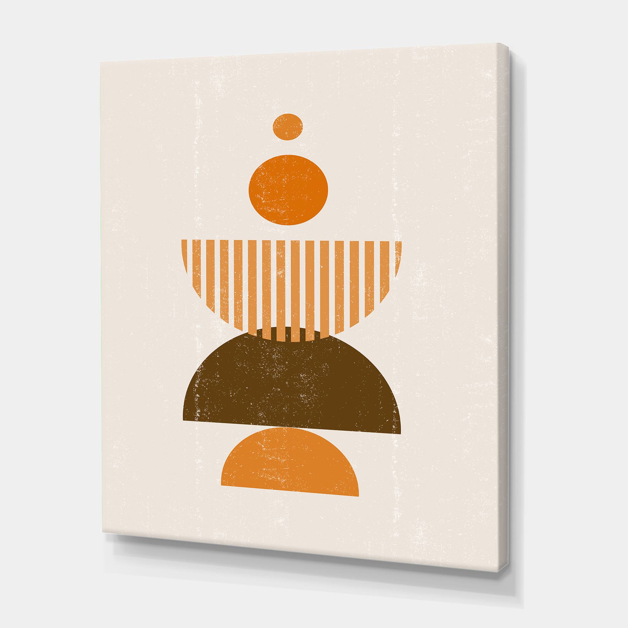 Designart - Abstract Minimal Sun and Moon In Earth Tones I