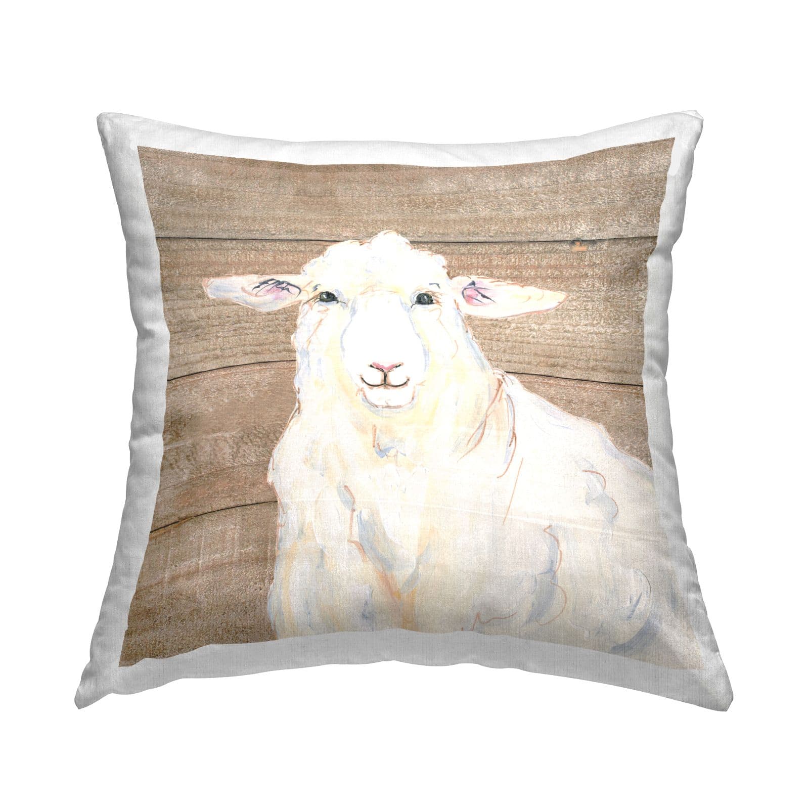 Stupell Industries Country Smiling Sheep Farm Animal Throw Pillow, 18" x 18"