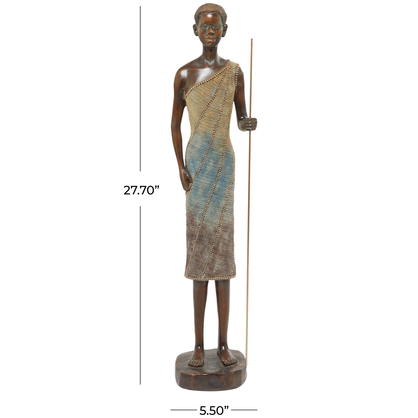 28&#x22; Multicolor Polystone Standing Woman with Intricate Details Sculpture