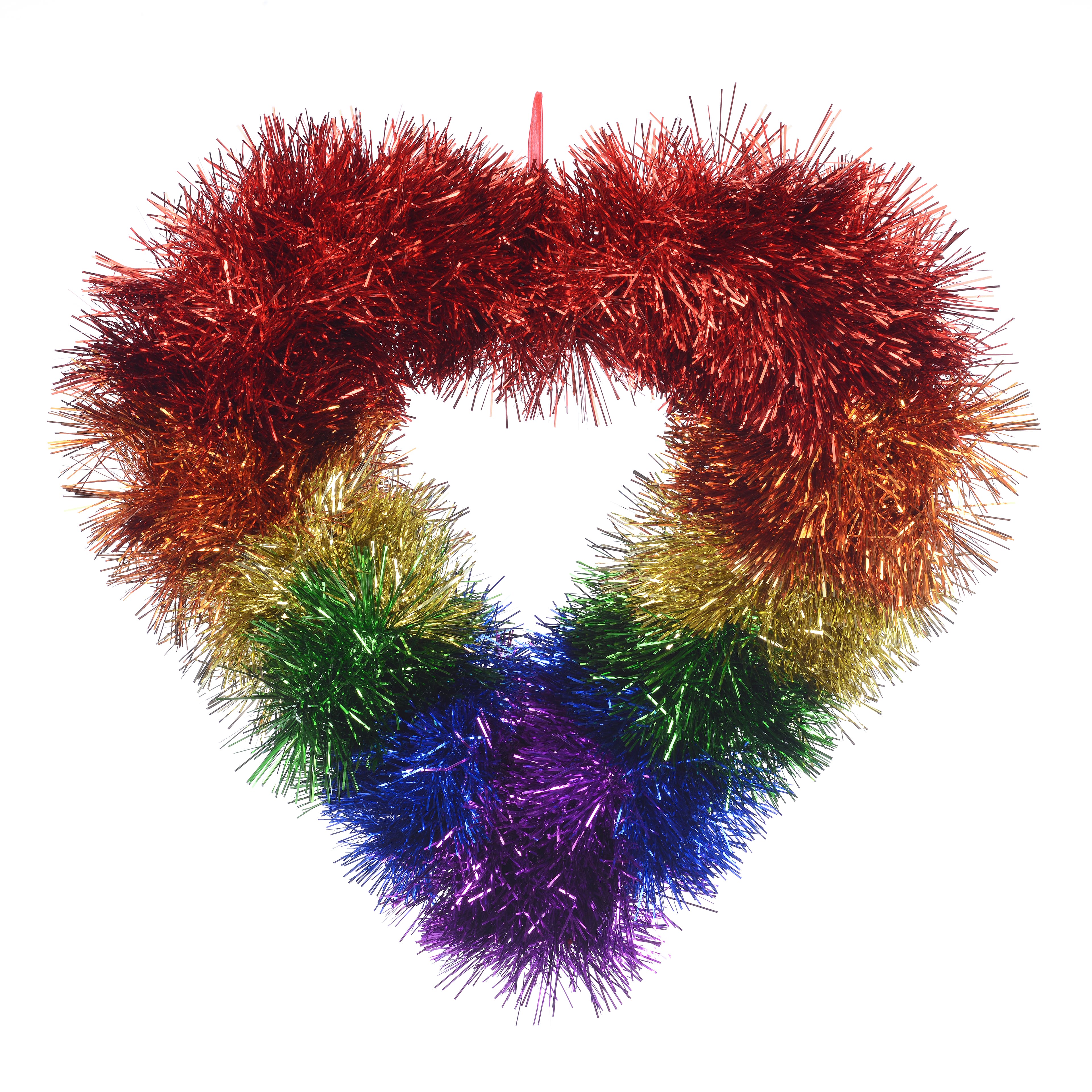 Pride Rainbow Tinsel Heart Wall Decoration by Celebrate It&#x2122;