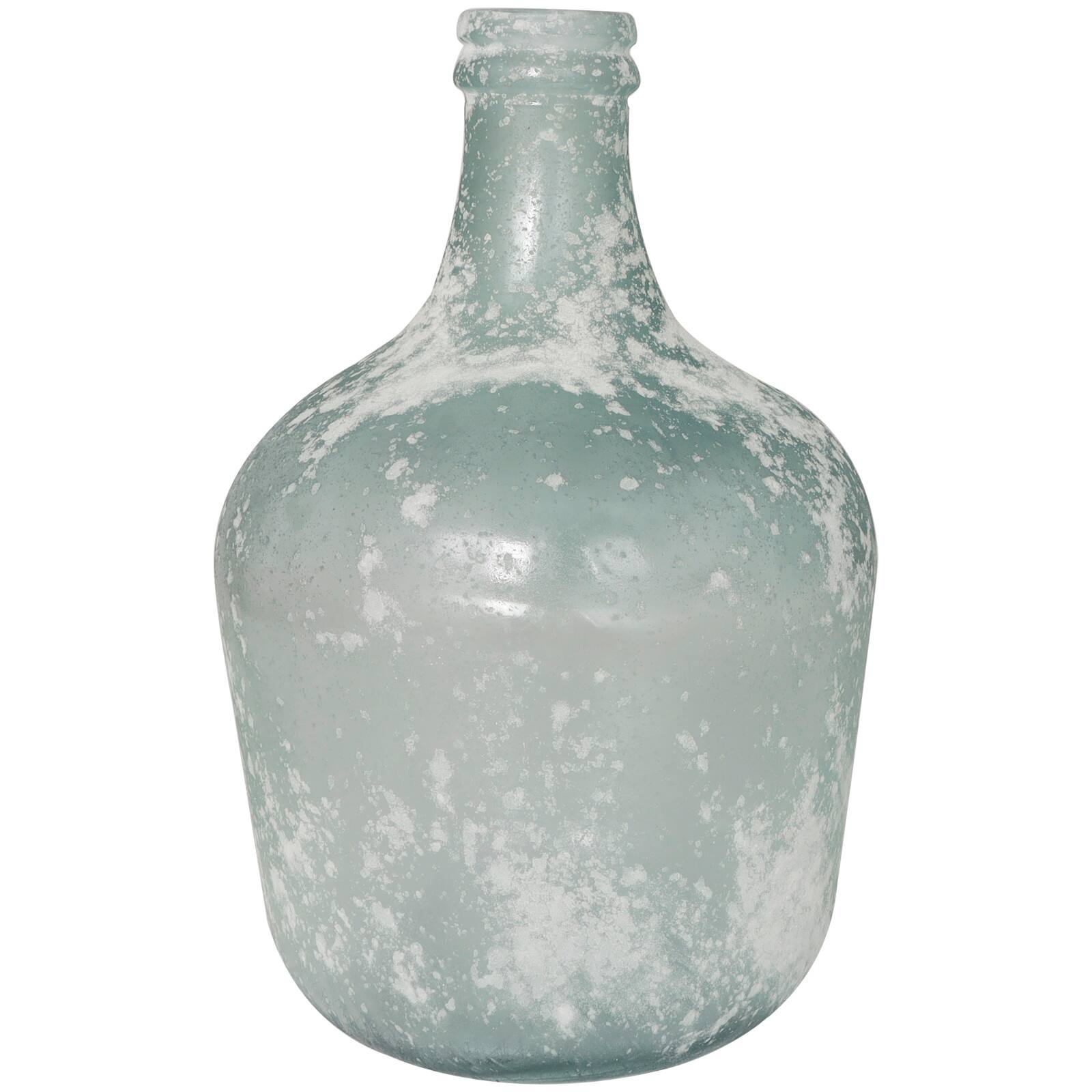 17&#x22; Frosted Spanish Bottle Recycled Glass Vase