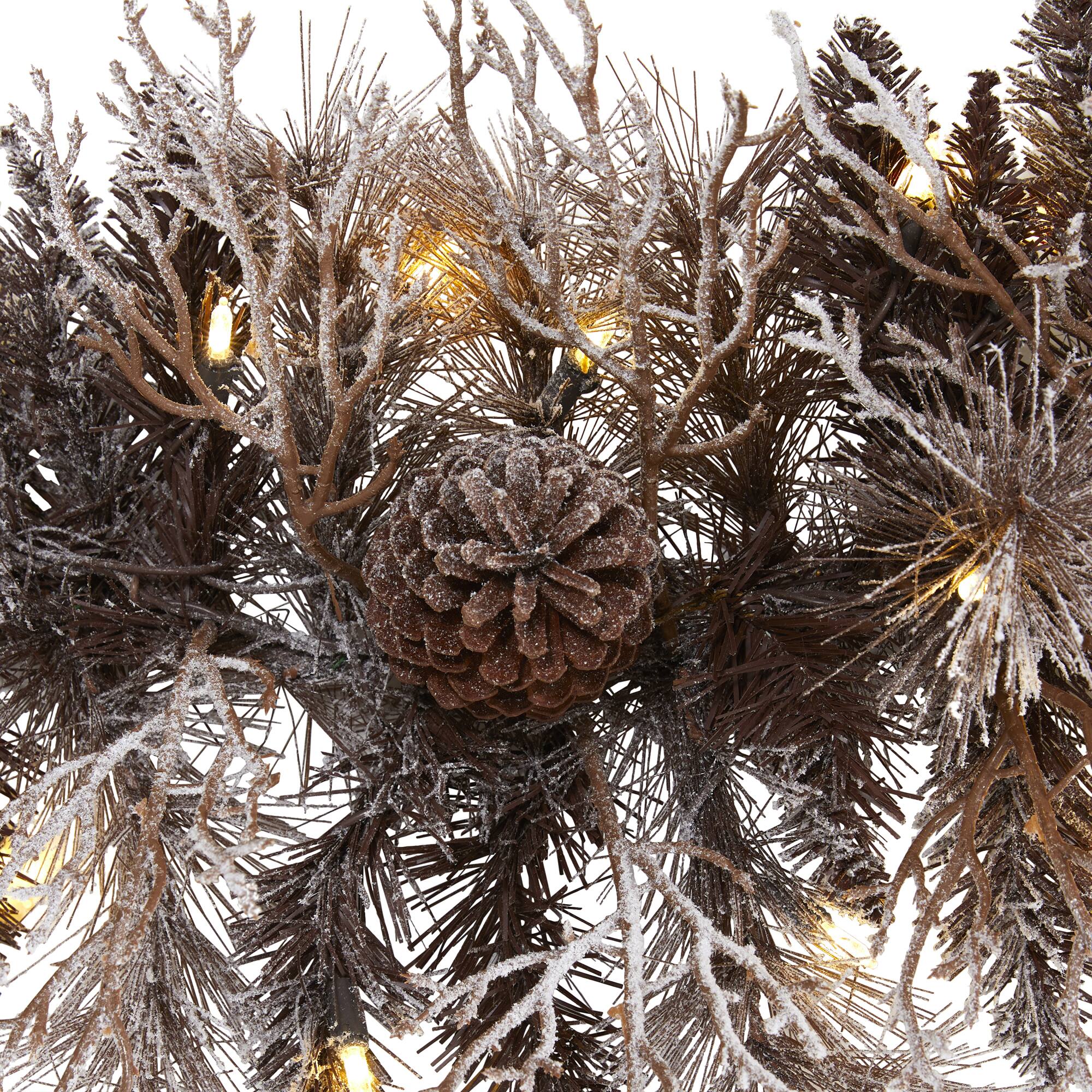 6ft. LED Flocked Pine &#x26; Pinecone Christmas Garland