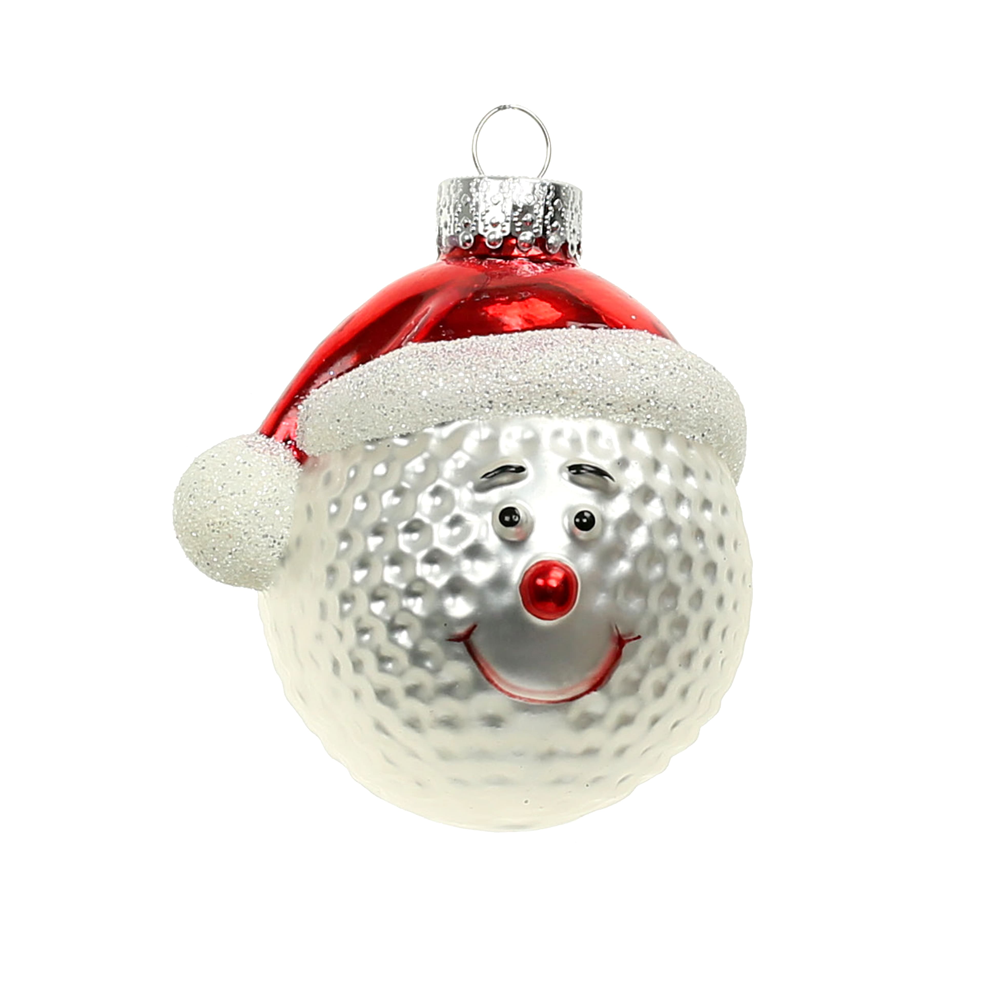 3&#x22; White Golf Ball in Santa Hat Glass Ornament by Ashland&#xAE;