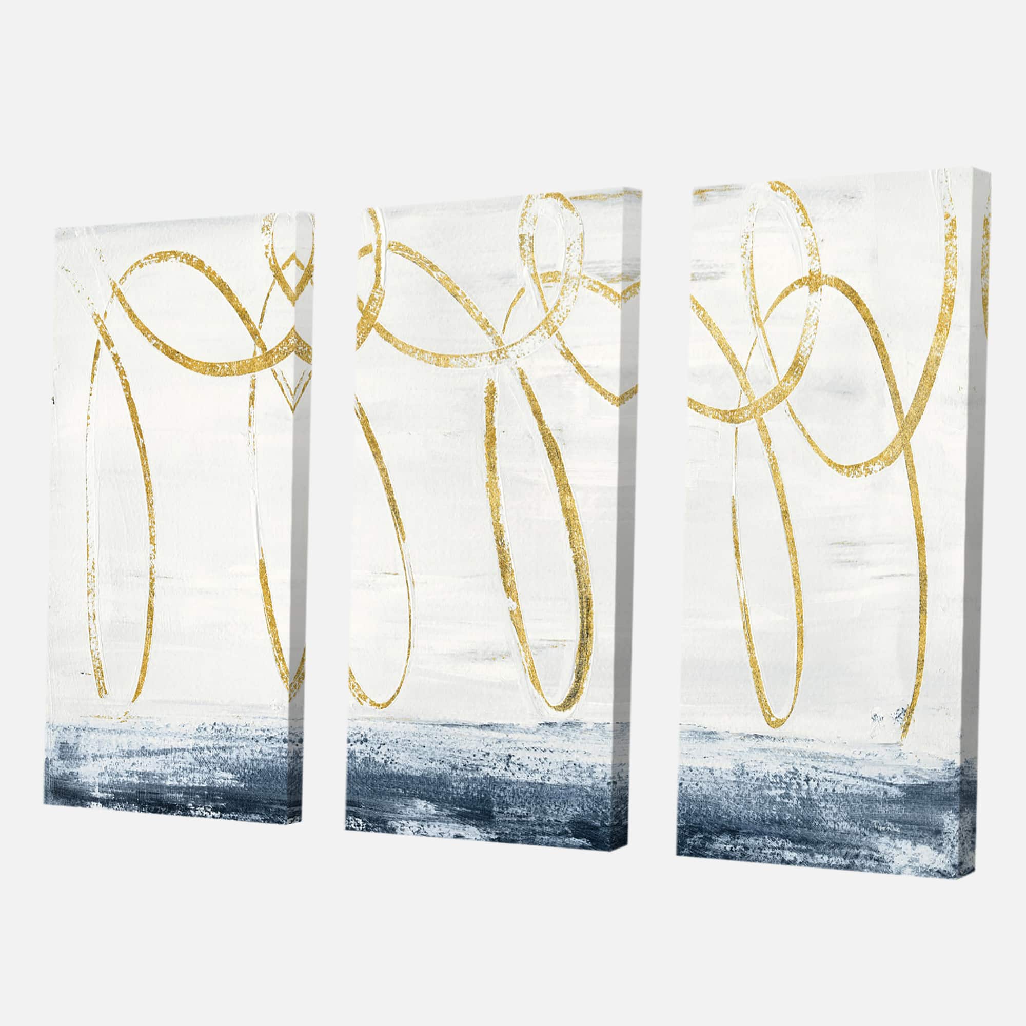 Designart - Gold Abstract Geometric Shape - Modern Transitional Canvas Art