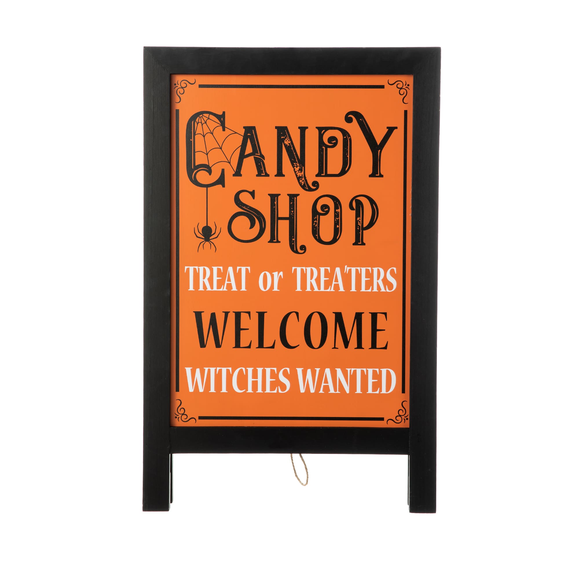 Glitzhome&#xAE; 24&#x22; Halloween Wooden &#x22;Candy Shop&#x22; Standing Or Hanging Easel Sign