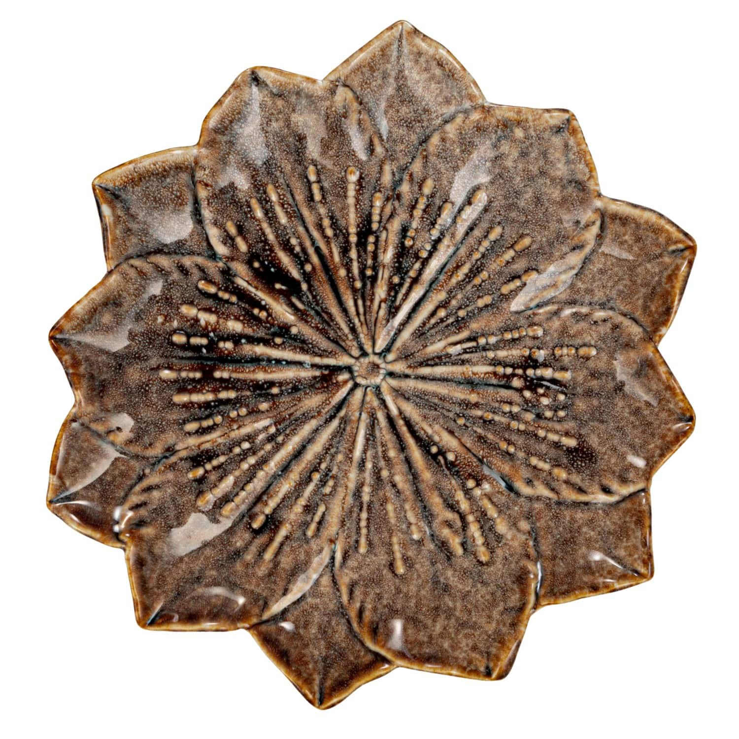 10&#x22; Multicolor Glaze Stoneware Flower Plate, 6ct.