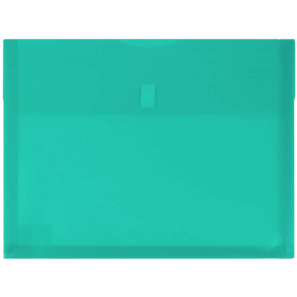 JAM Paper 8.625" x 11.5" Teal Plastic Expansion Hook & Loop Closure Envelopes, 12ct.