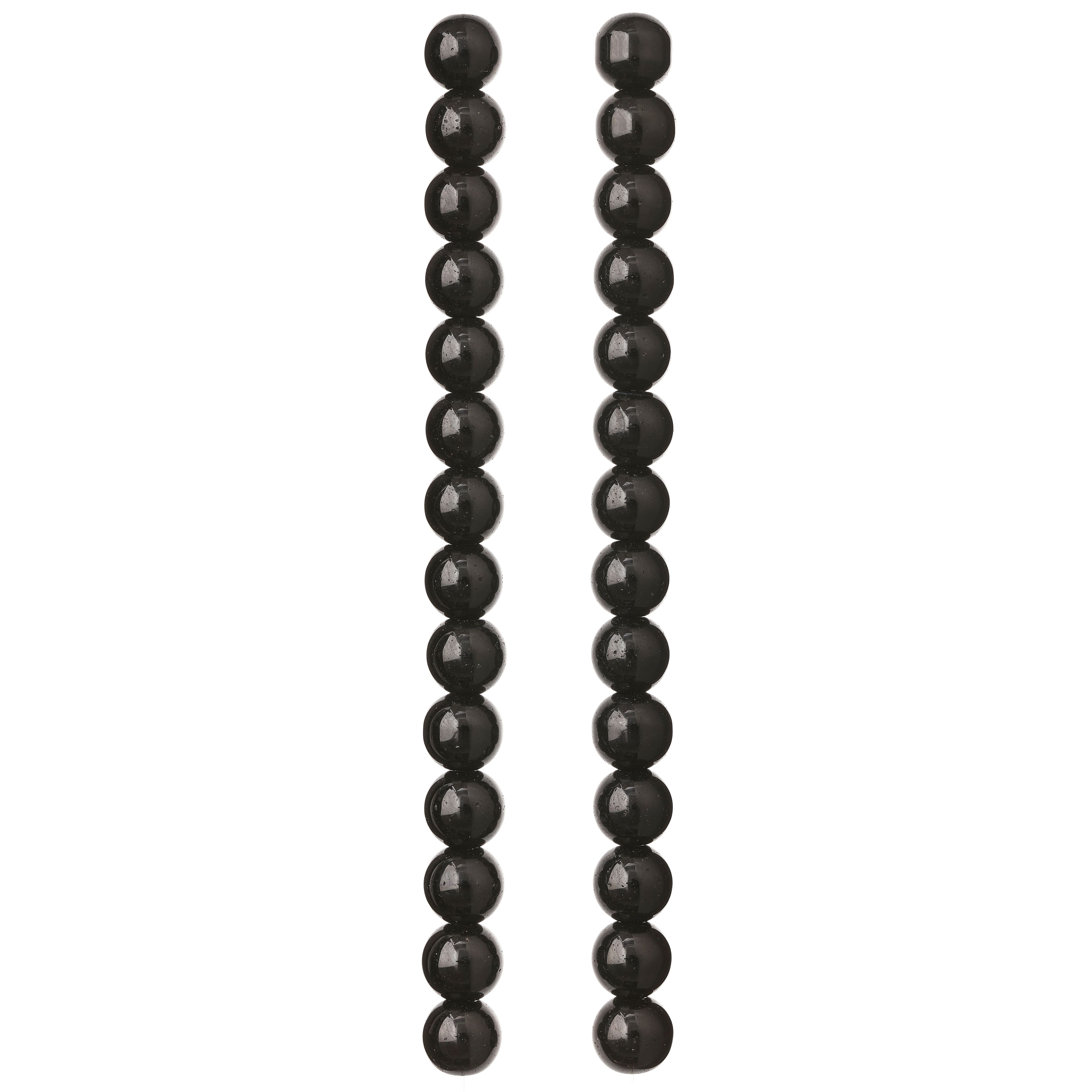 12 Pack: Black Glass Round Beads, 8mm by Bead Landing™