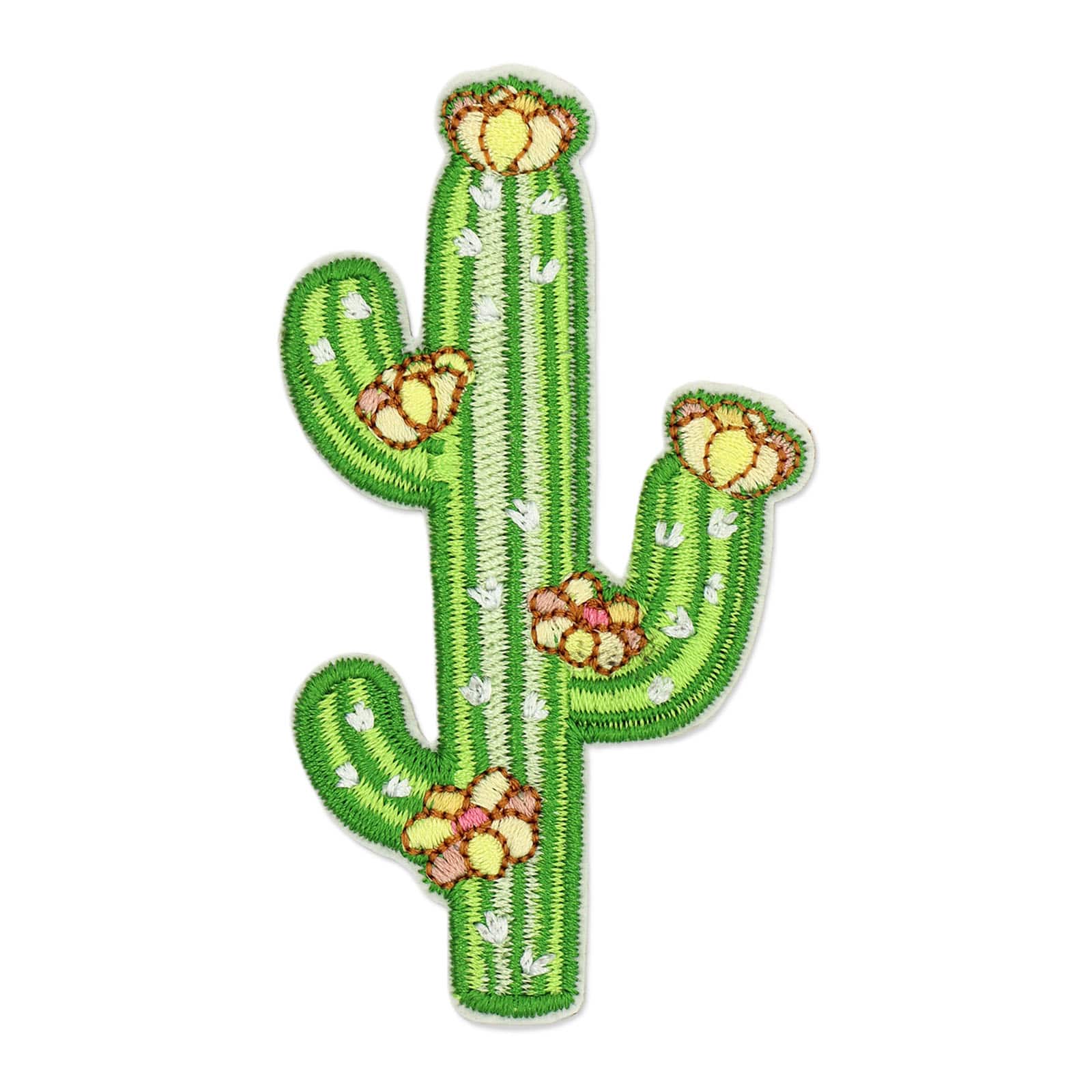 Green Embroidered Cactus Iron On &#x26; Adhesive Patch by Make Market&#xAE;